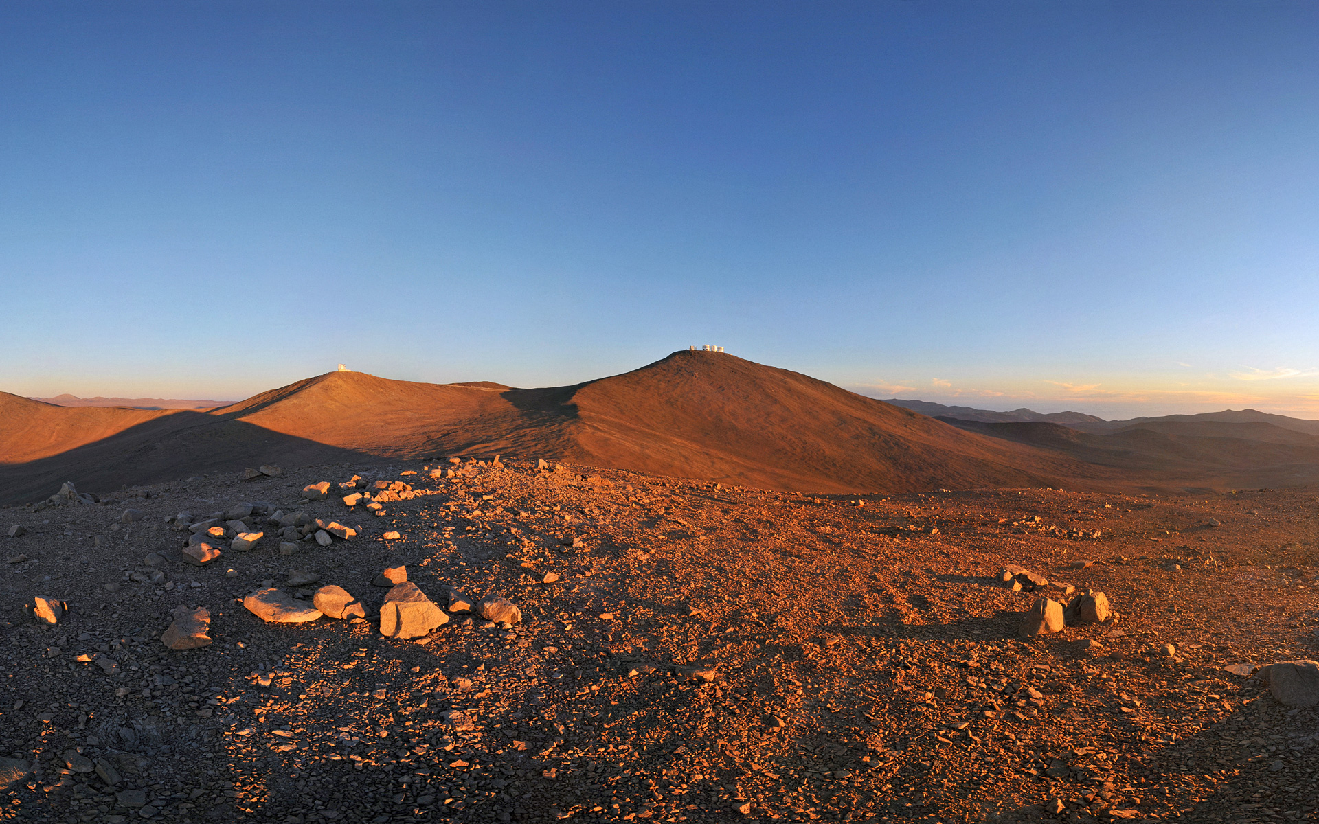 Sun, Moon and Telescopes above the Desert (wallpaper)