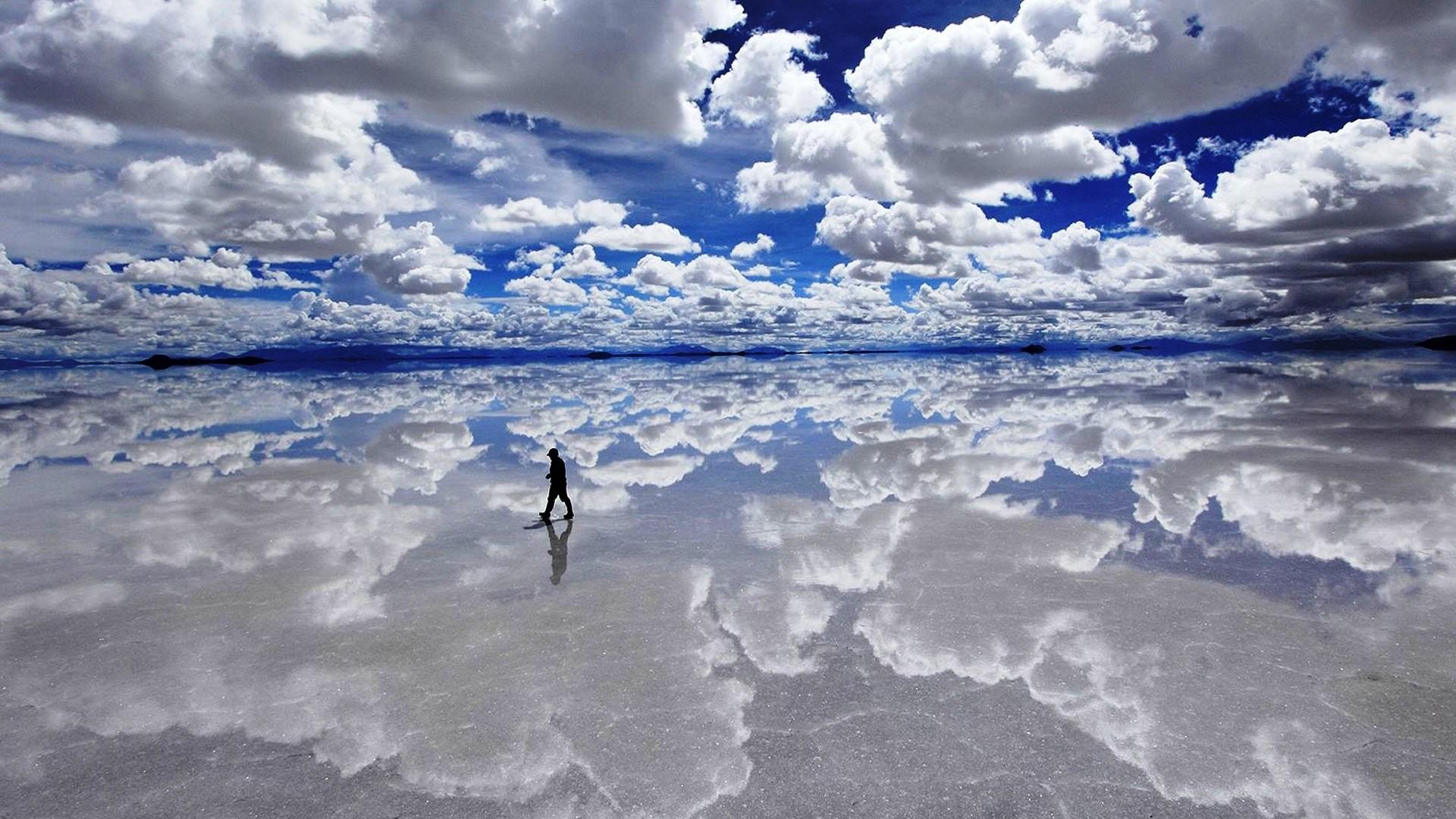 clouds, landscapes, Bolivia, lakes, Salar de Uyuni wallpaper