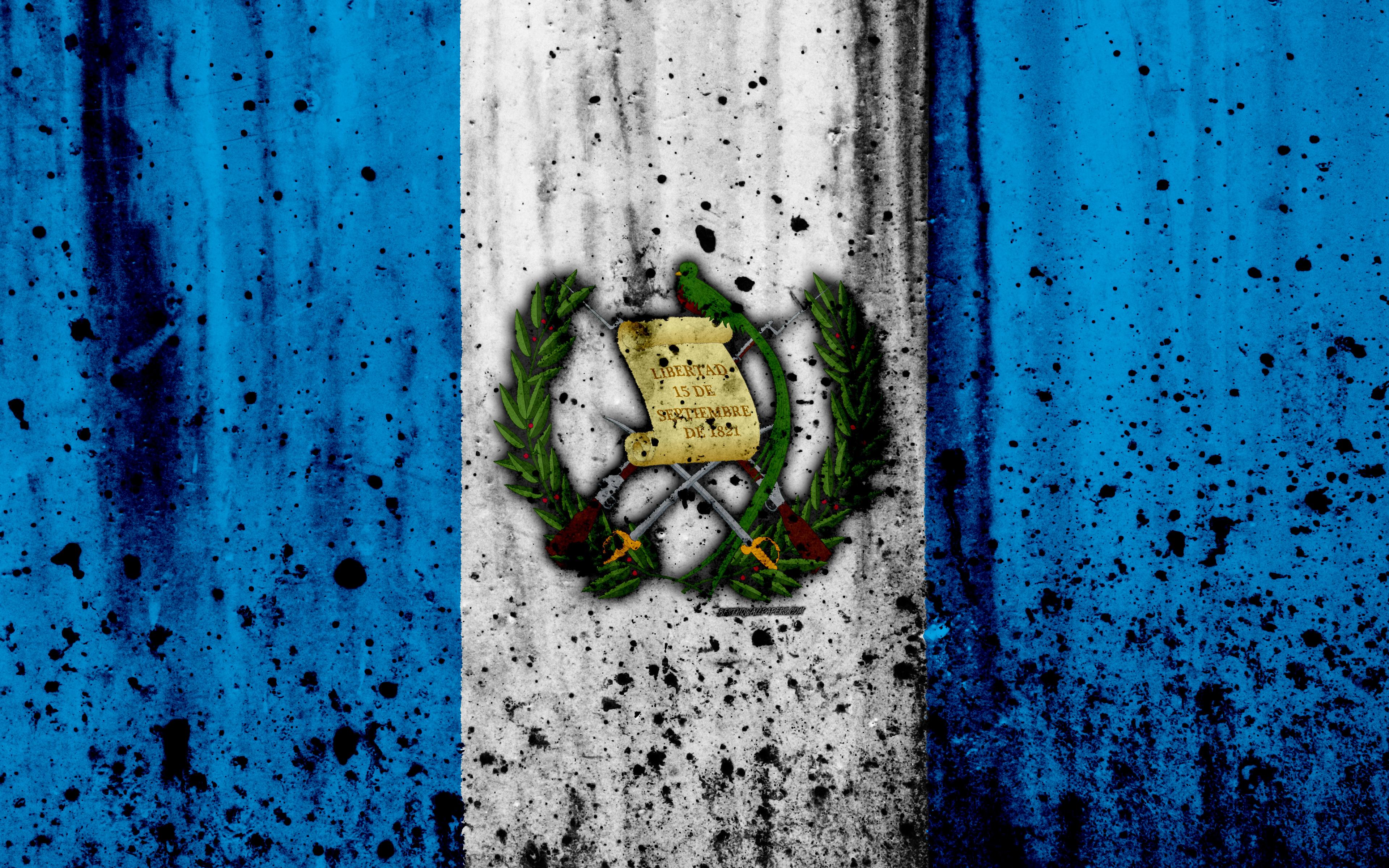 Download wallpaper Guatemalan flag, 4k, grunge, North America, flag