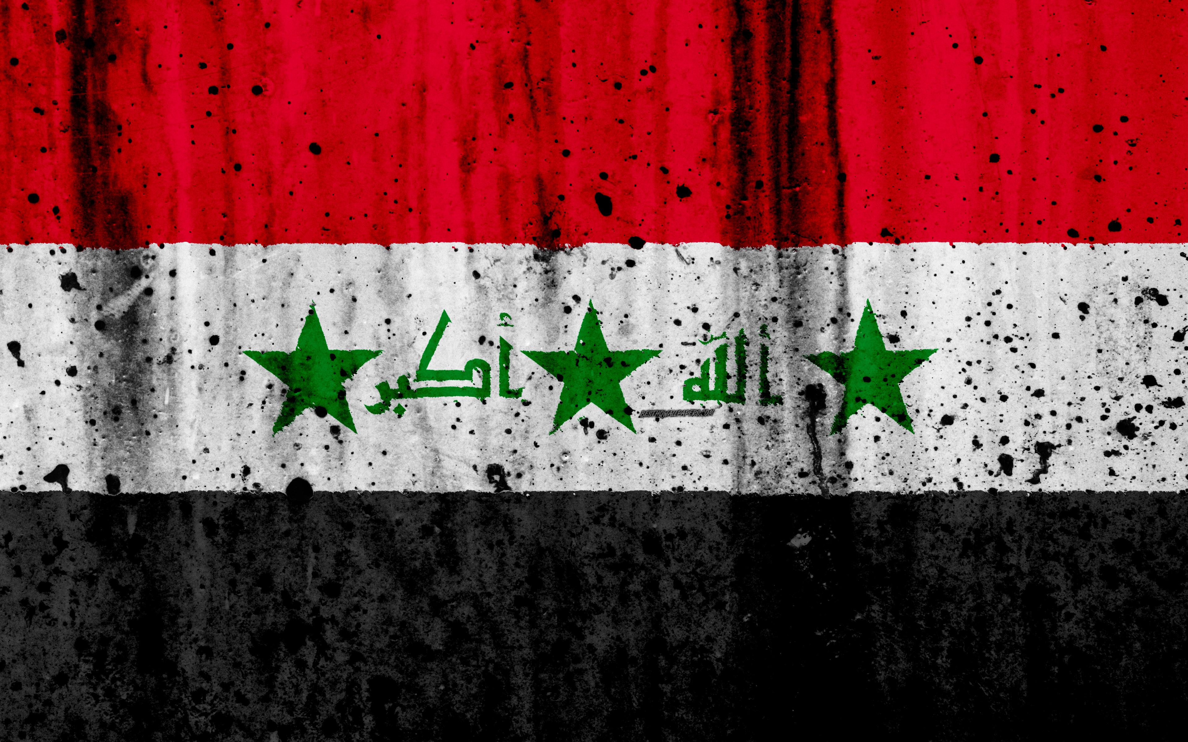 Download wallpaper Iraqi flag, 4k, grunge, flag of Iraq, Asia, Iraq