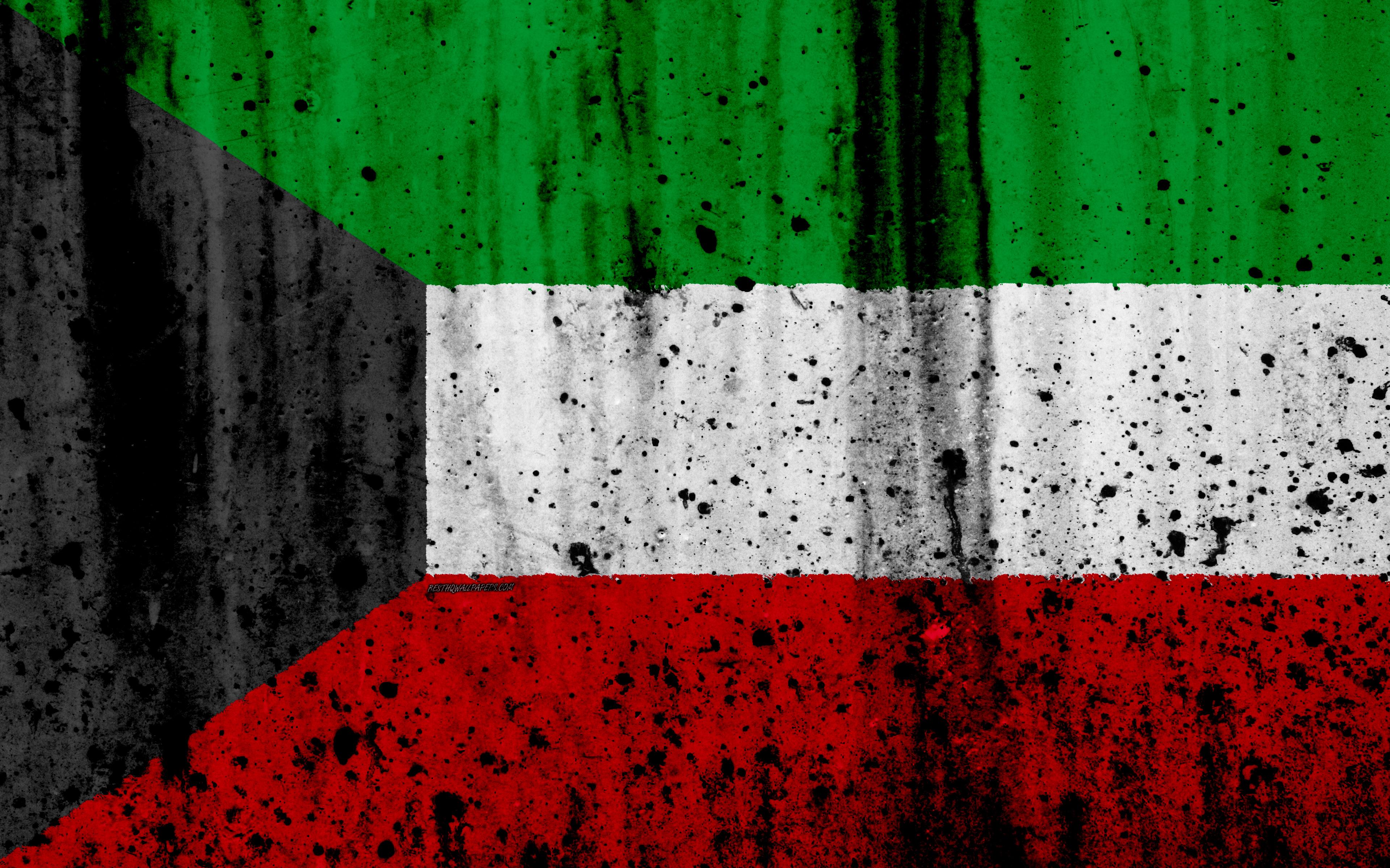 Download wallpaper Kuwait flag, 4k, grunge, flag of Kuwait, Asia