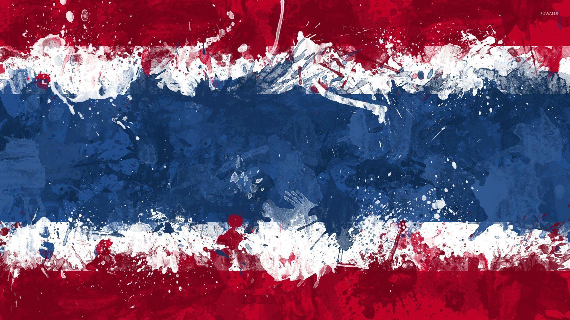 Flag of Thailand with paint splash wallpaper Art