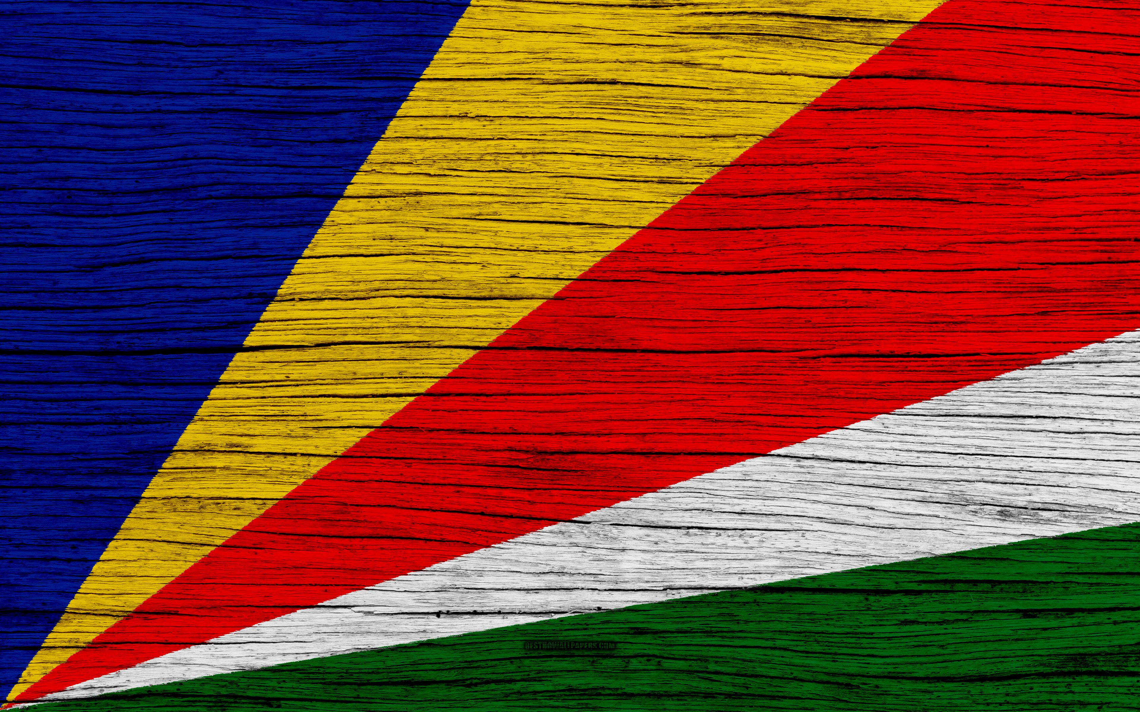 Download wallpaper Flag of Seychelles, 4k, Africa, wooden texture