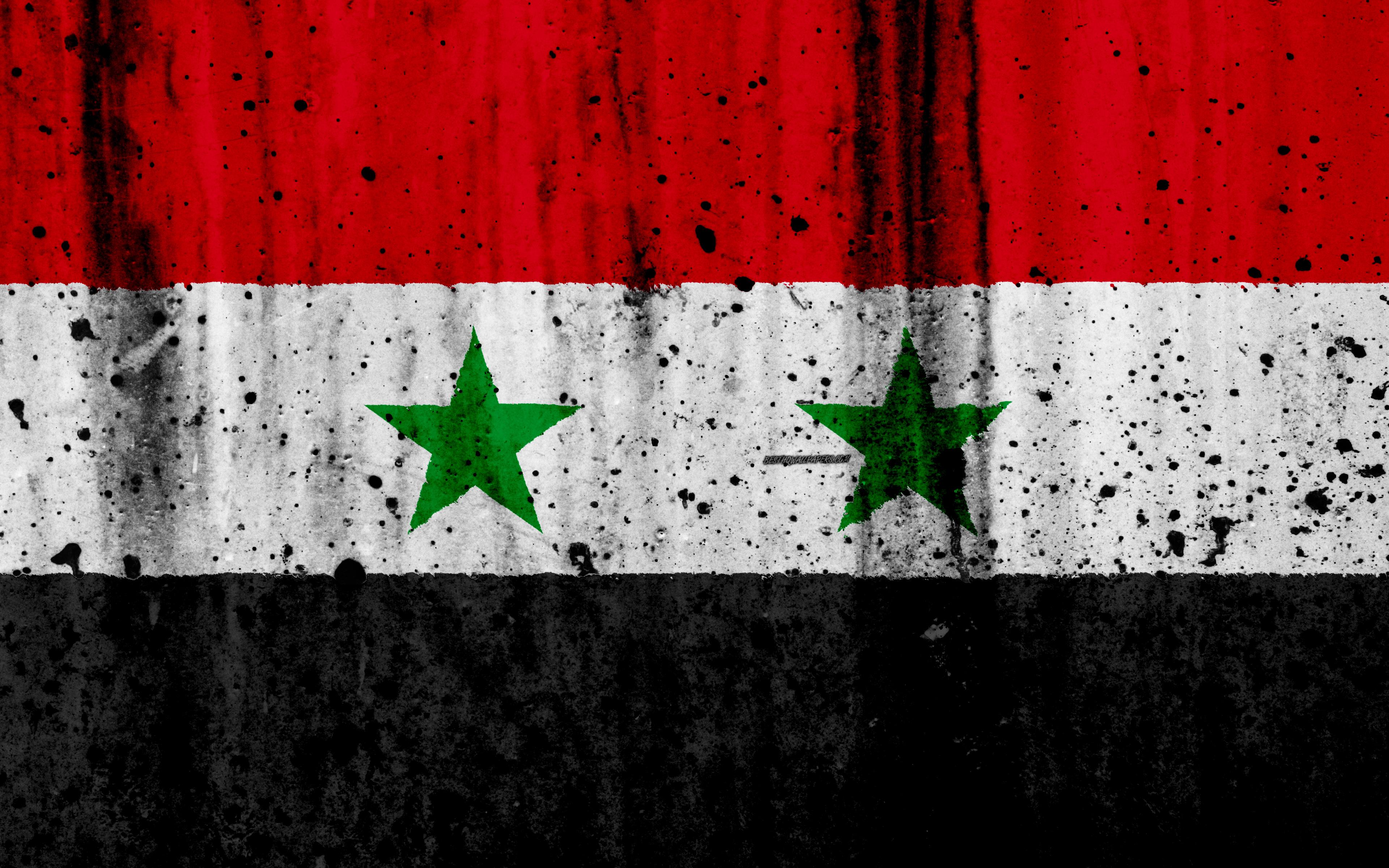 Download wallpaper Syrian flag, 4k, grunge, flag of Syria, Asia