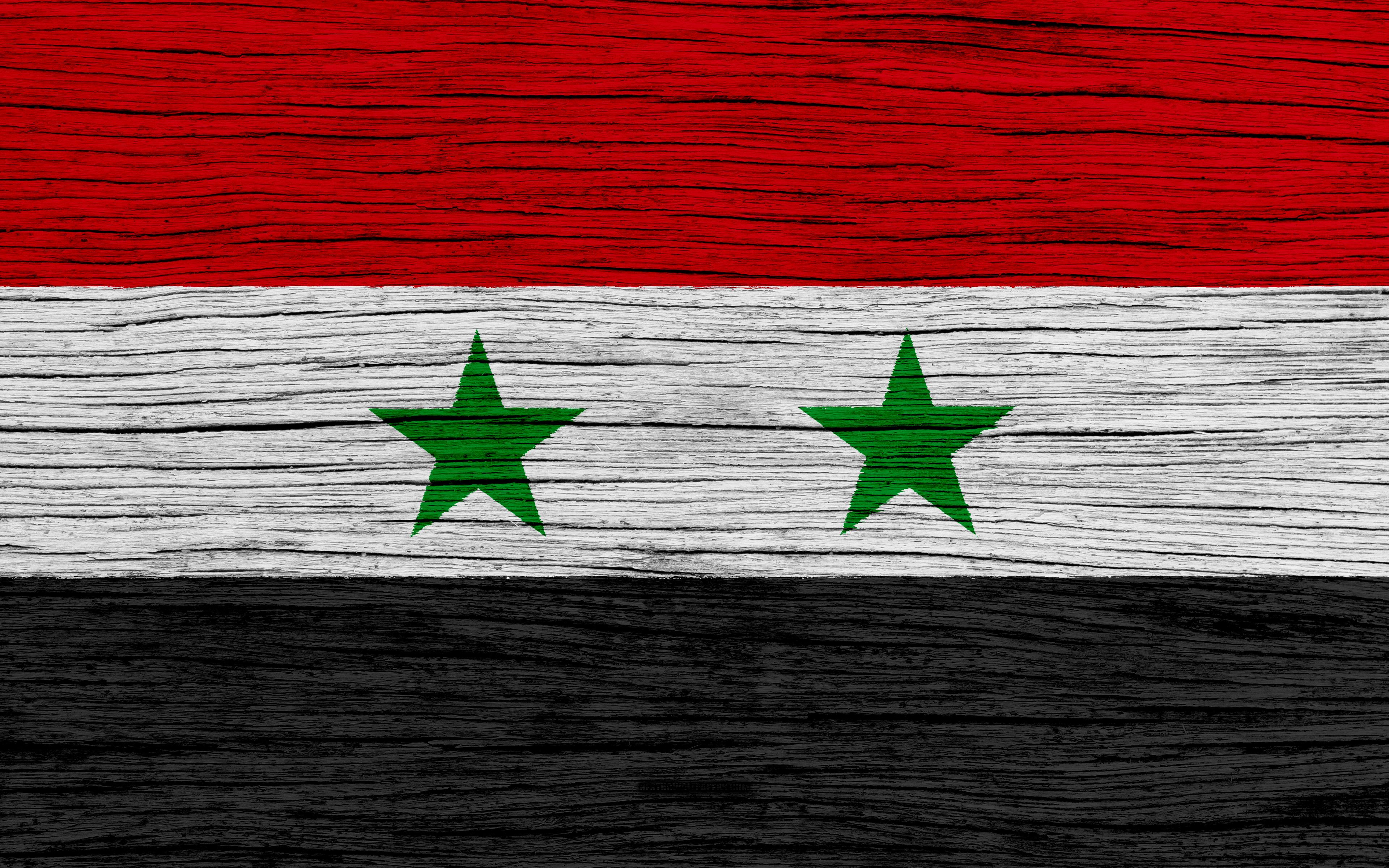 Download wallpaper Flag of Syria, 4k, Asia, wooden texture, Syrian