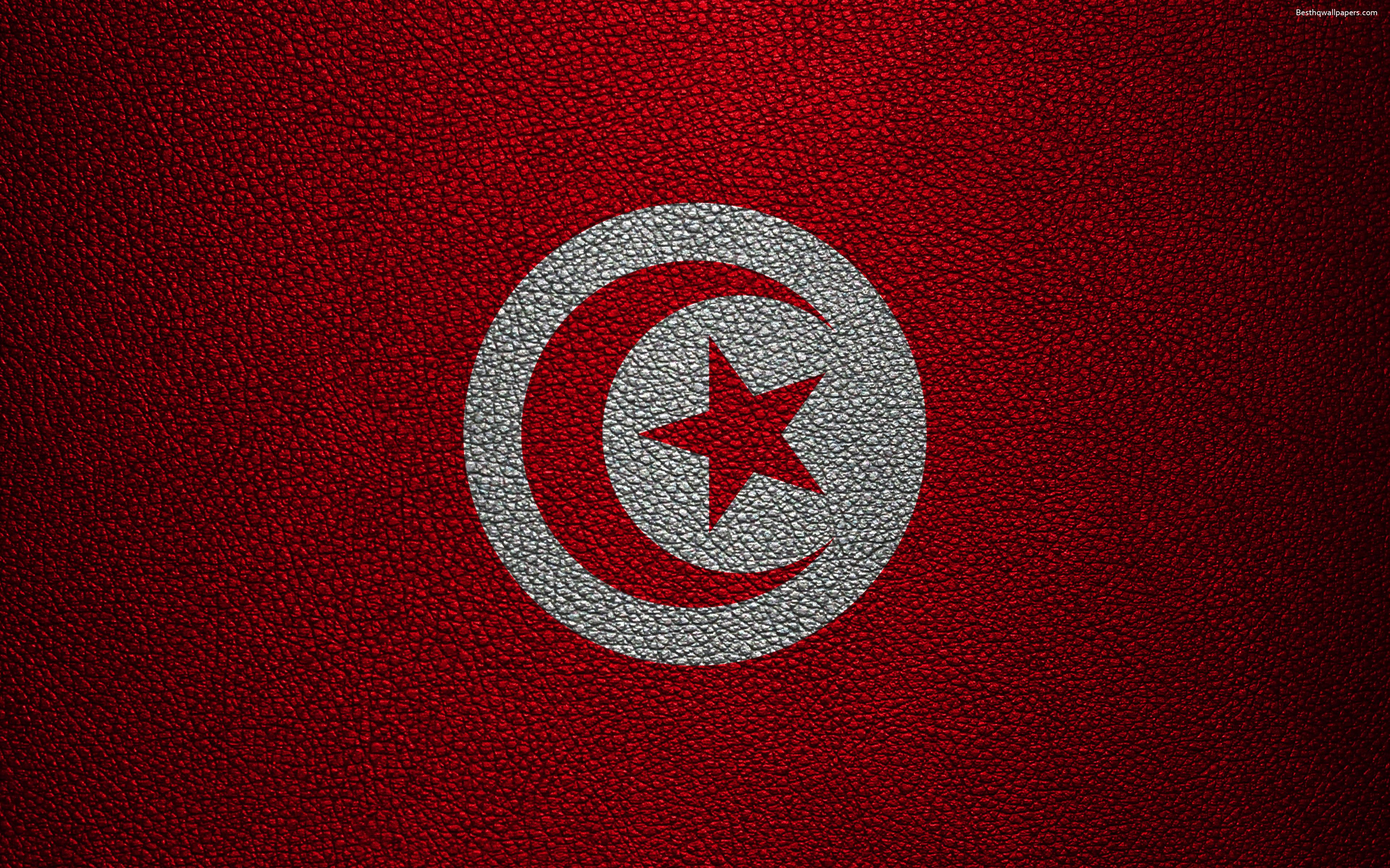 Download wallpaper Flag of Tunisia, Africa, 4k, leather texture