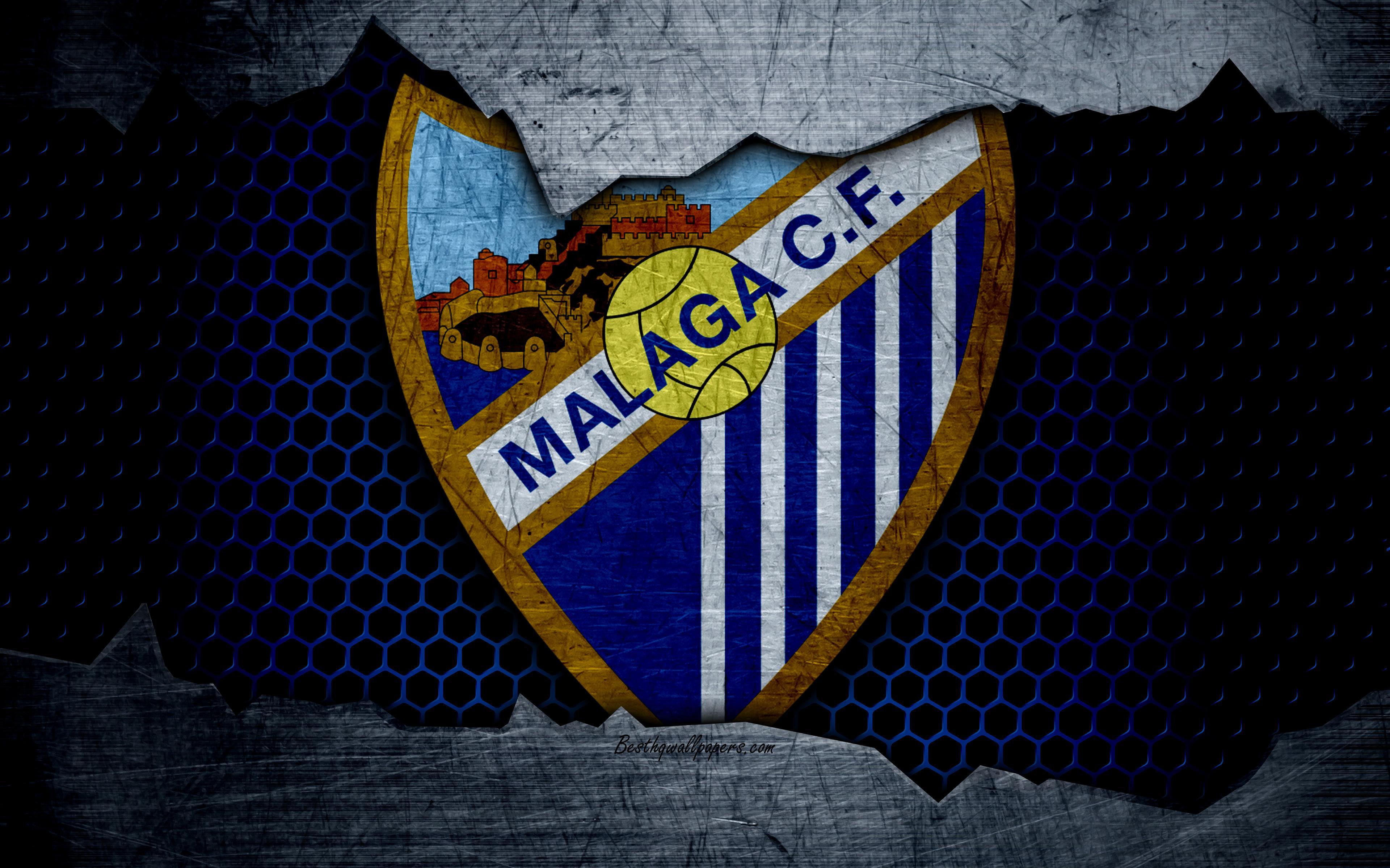 Download wallpaper Malaga FC, 4k, La Liga, football, emblem, Malaga
