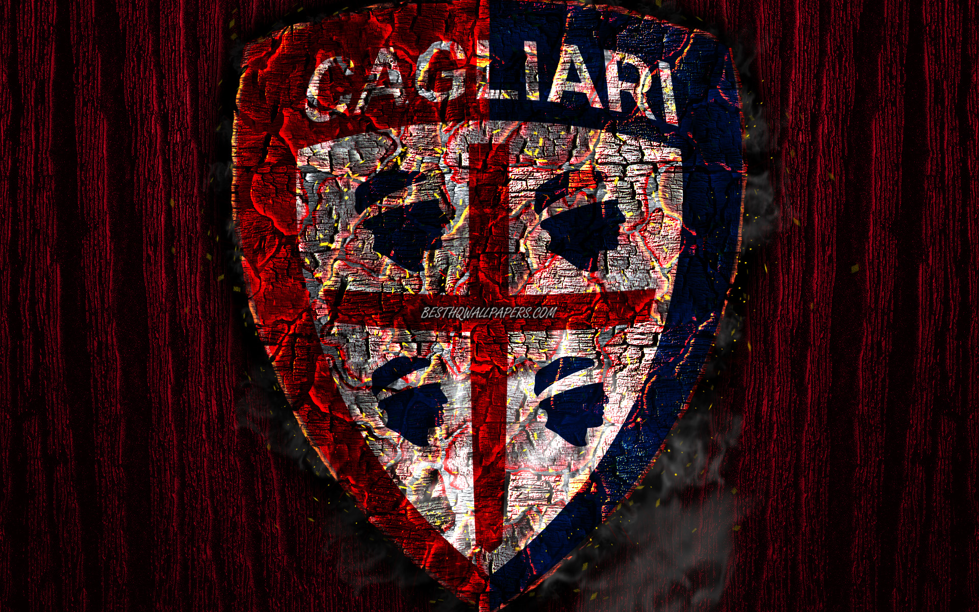 Download wallpaper Cagliari FC, scorched logo, Serie A, purple