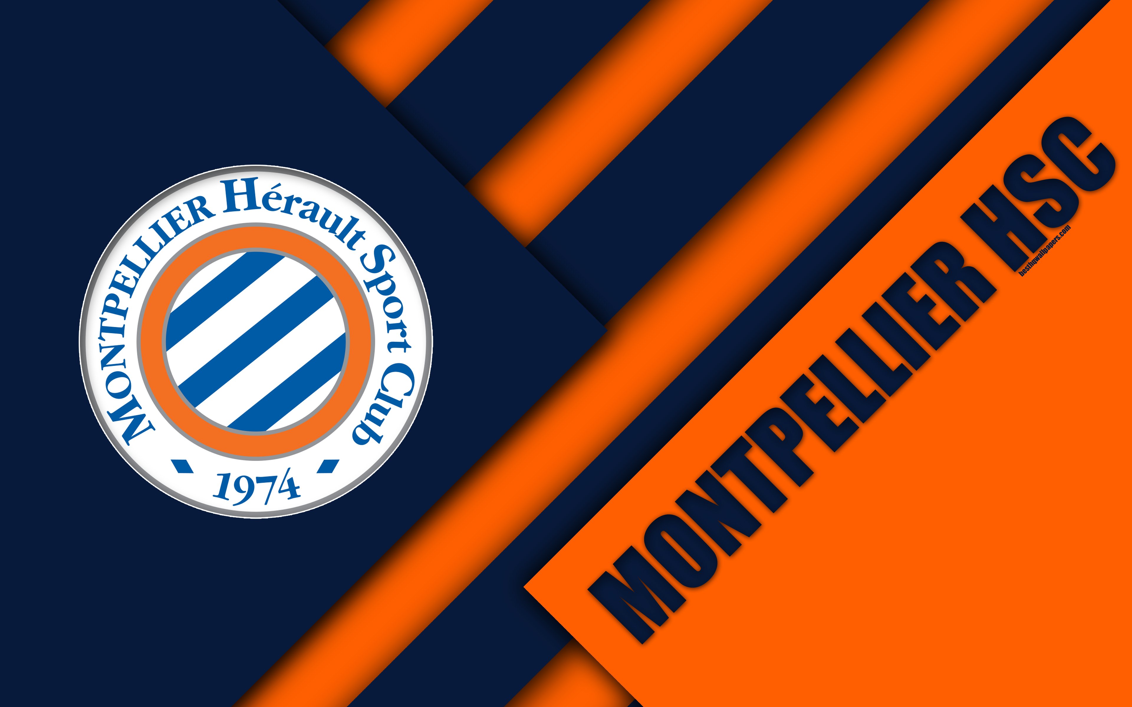 Download wallpaper Montpellier HSC, 4k, material design, logo