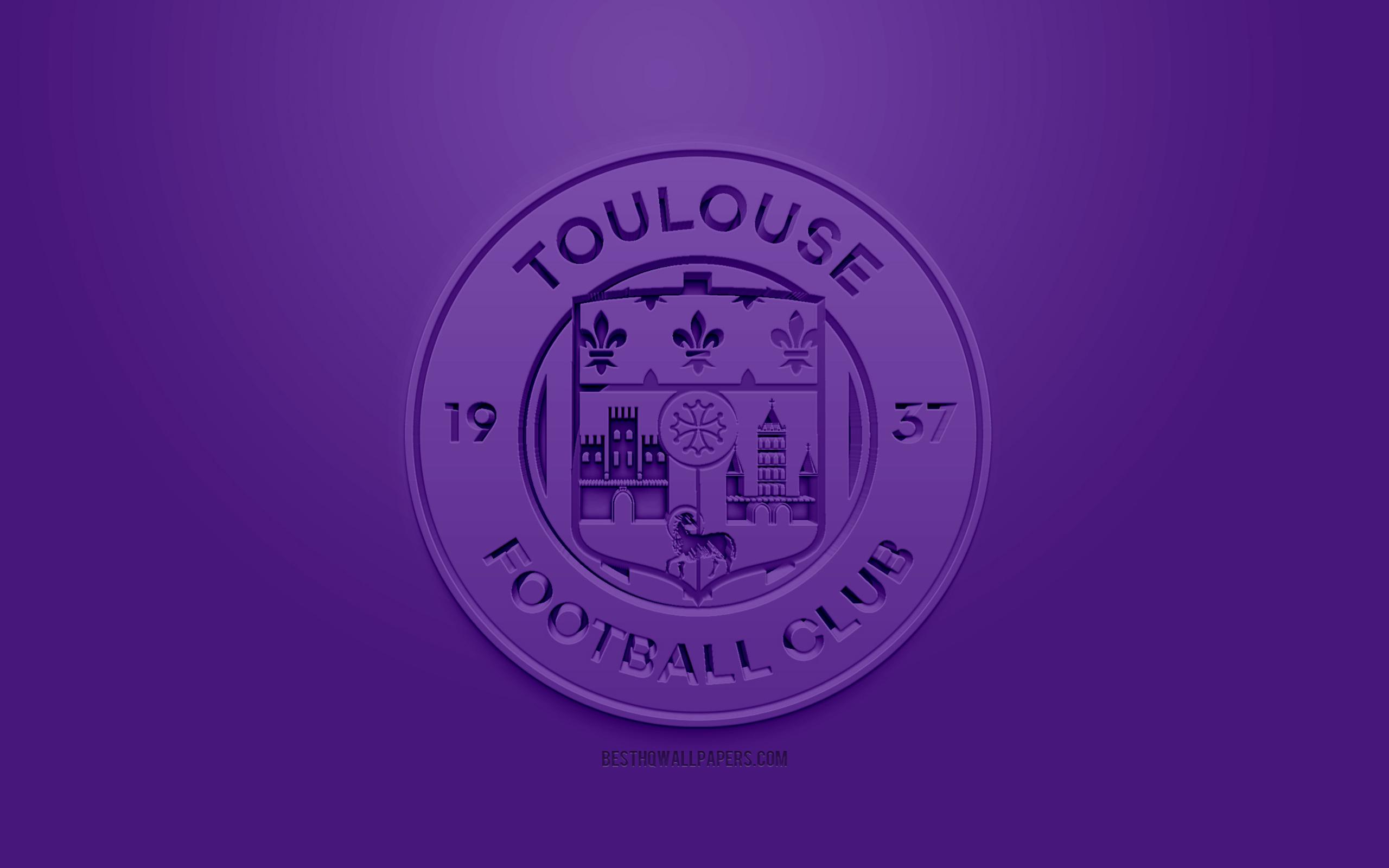 Download wallpaper Toulouse FC, creative 3D logo, purple background
