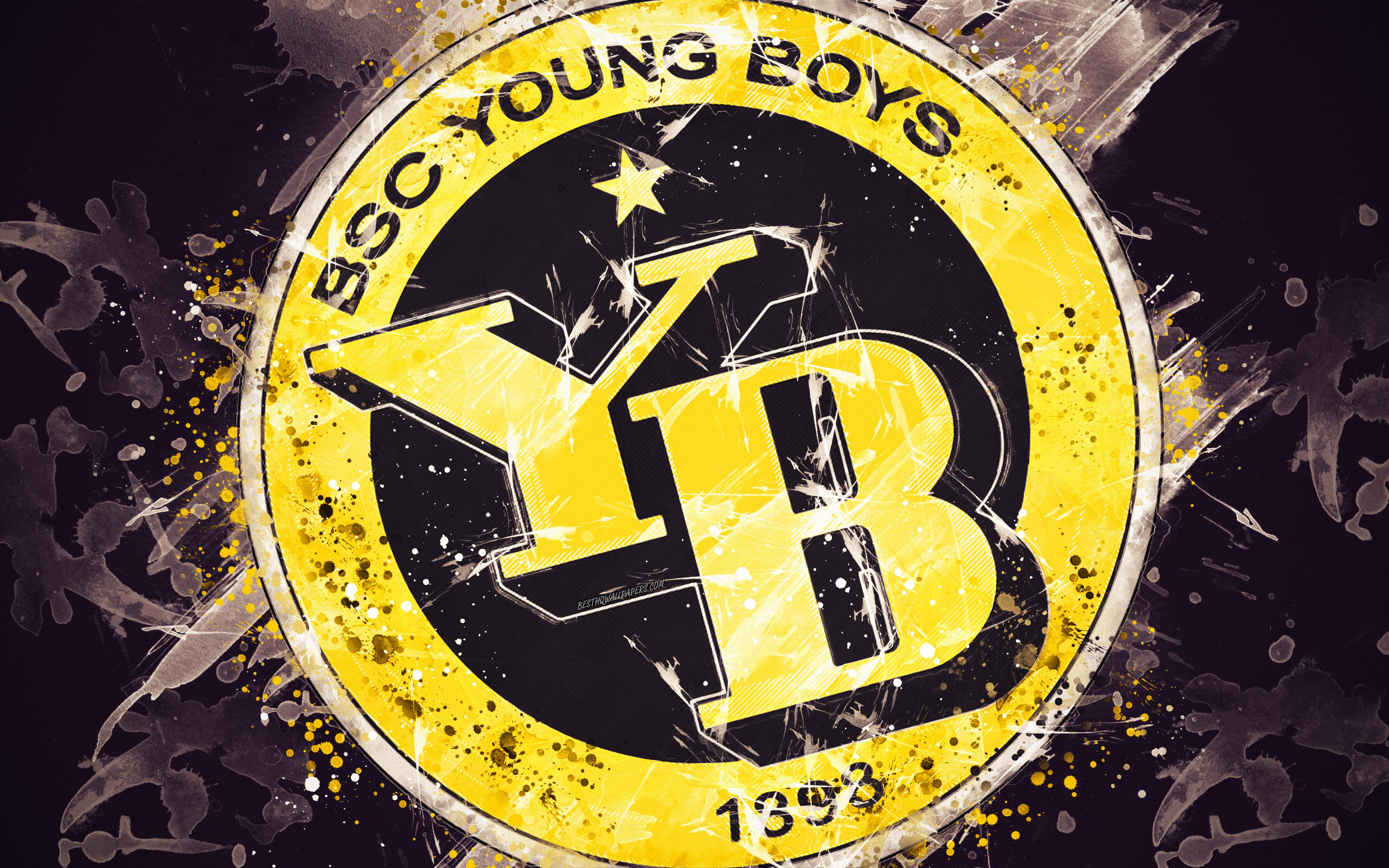 Download wallpaper BSC Young Boys, 4k, paint art, logo, creative