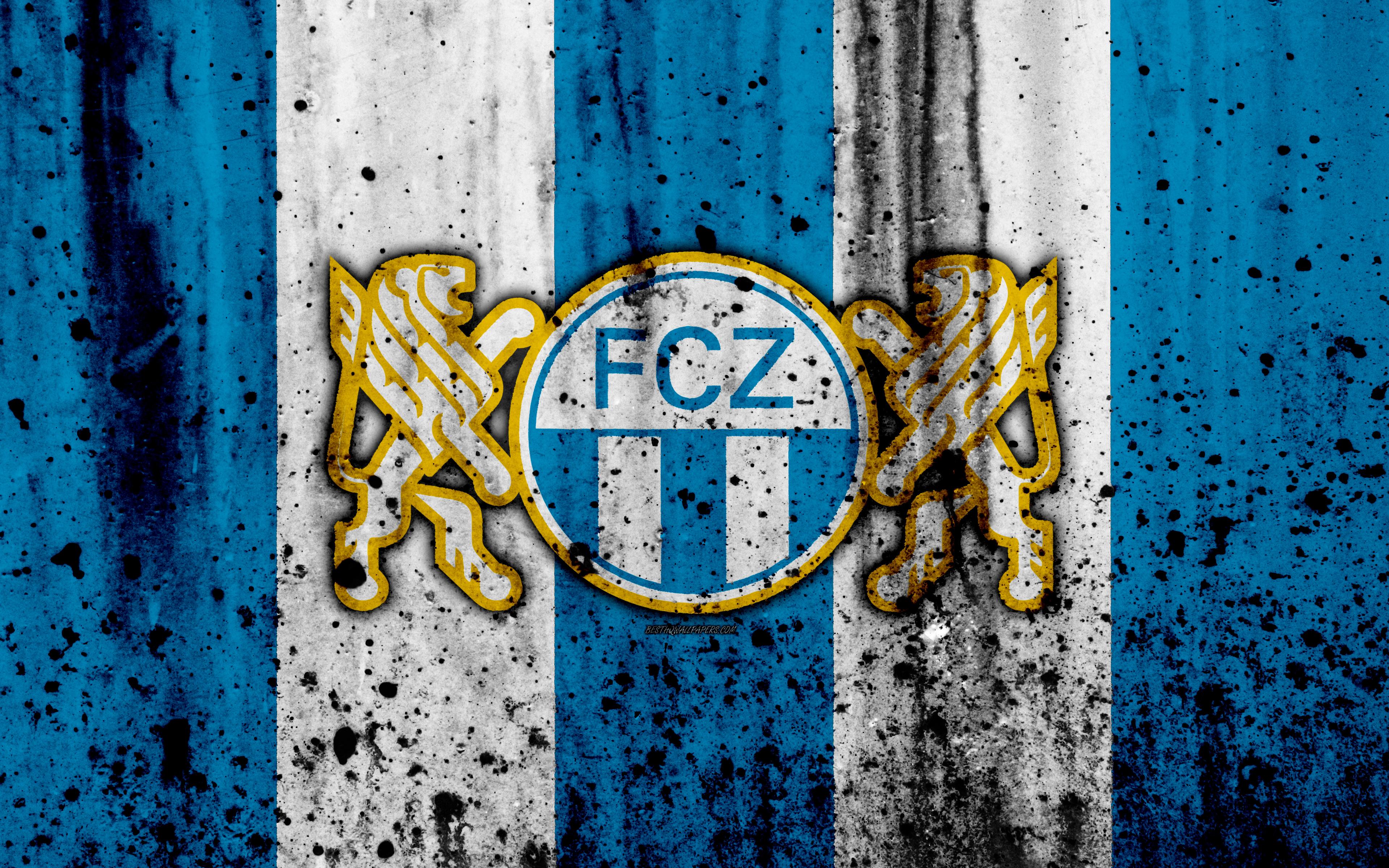 Download wallpaper FC Zurich, 4K, logo, stone texture, grunge