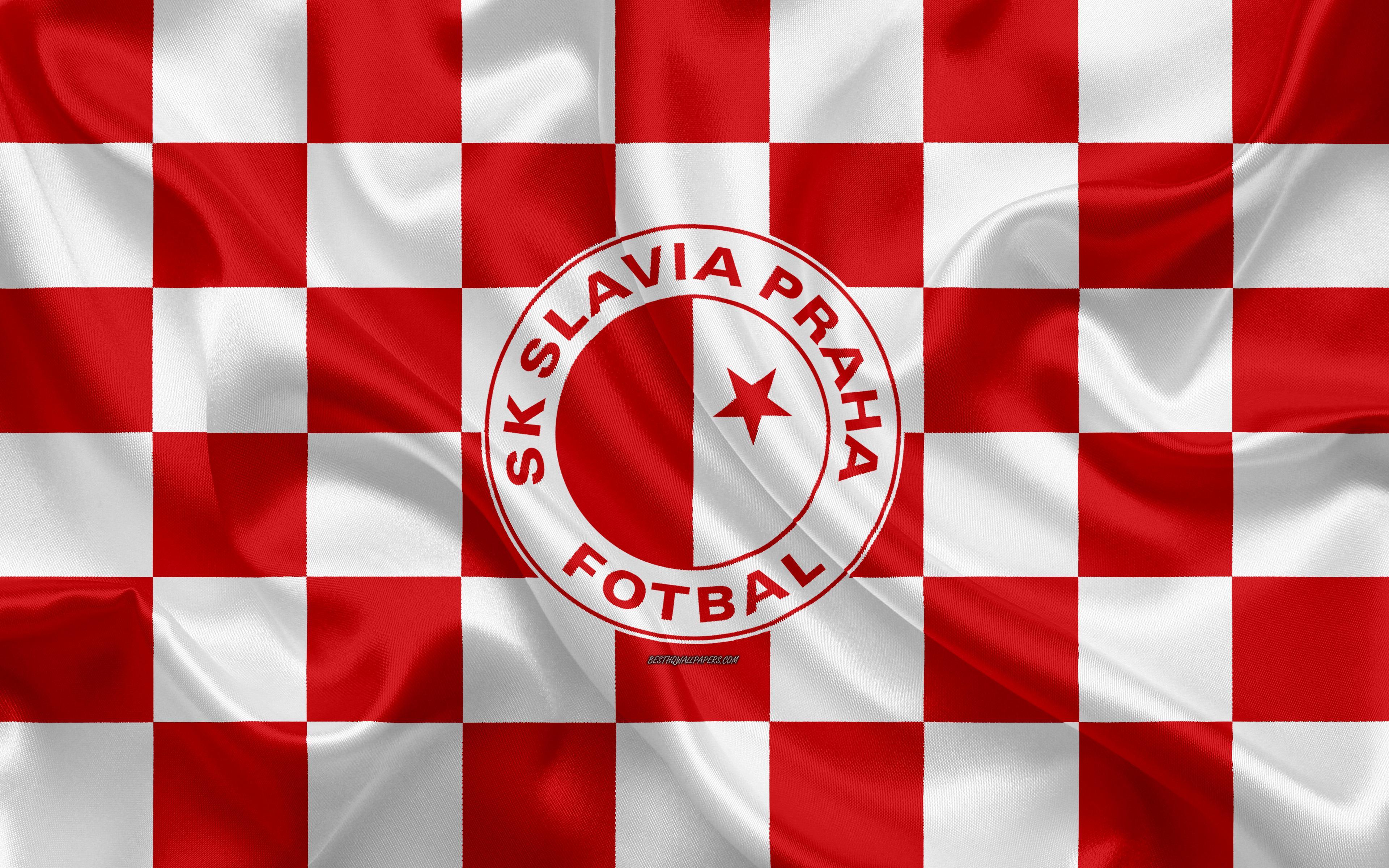 Download wallpaper SK Slavia Prague, 4k, logo, creative art, white
