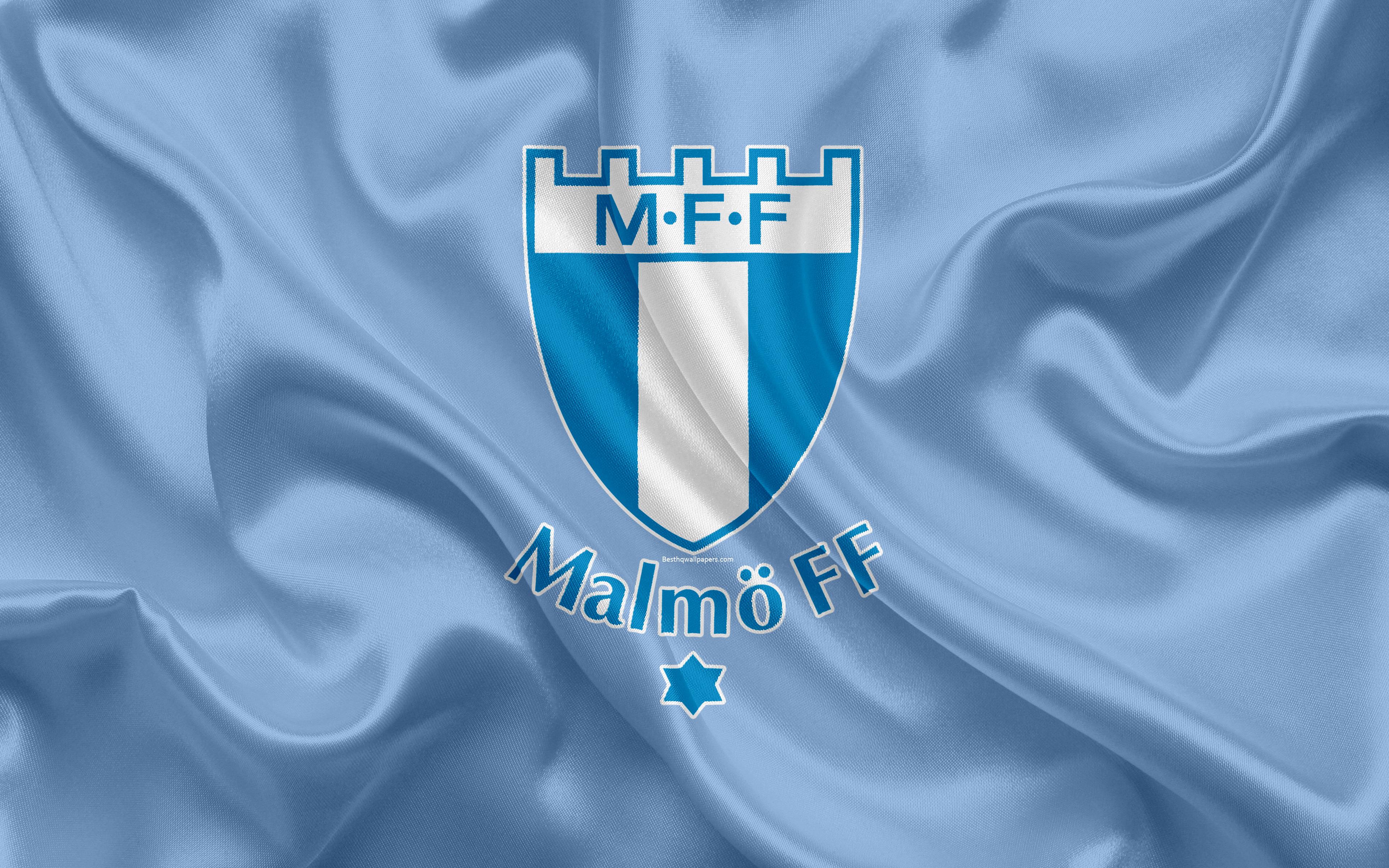 Download wallpaper Malmo FF FC, 4k, Swedish football club, logo