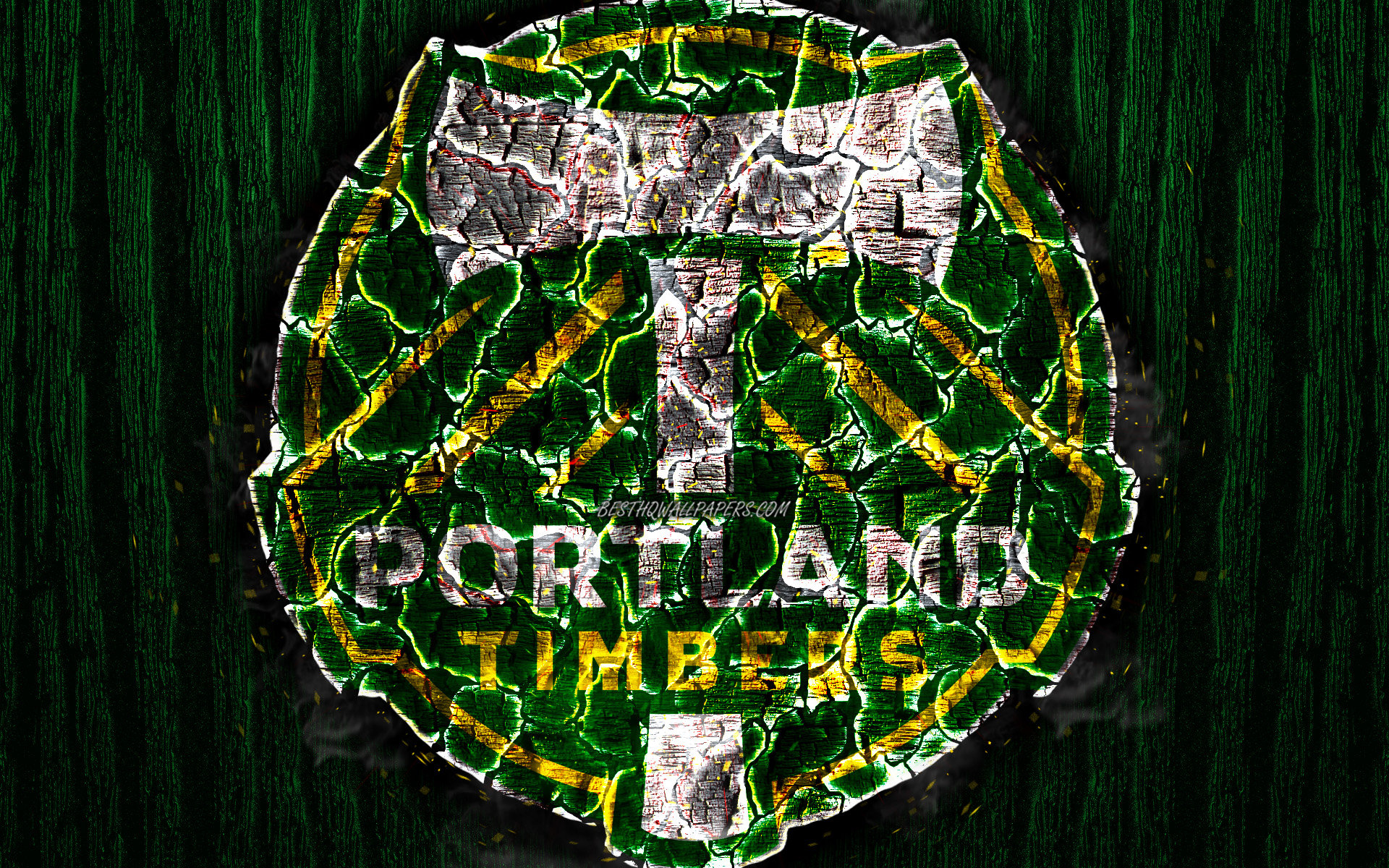 Download wallpaper Portland Timbers FC, scorched logo, MLS, green