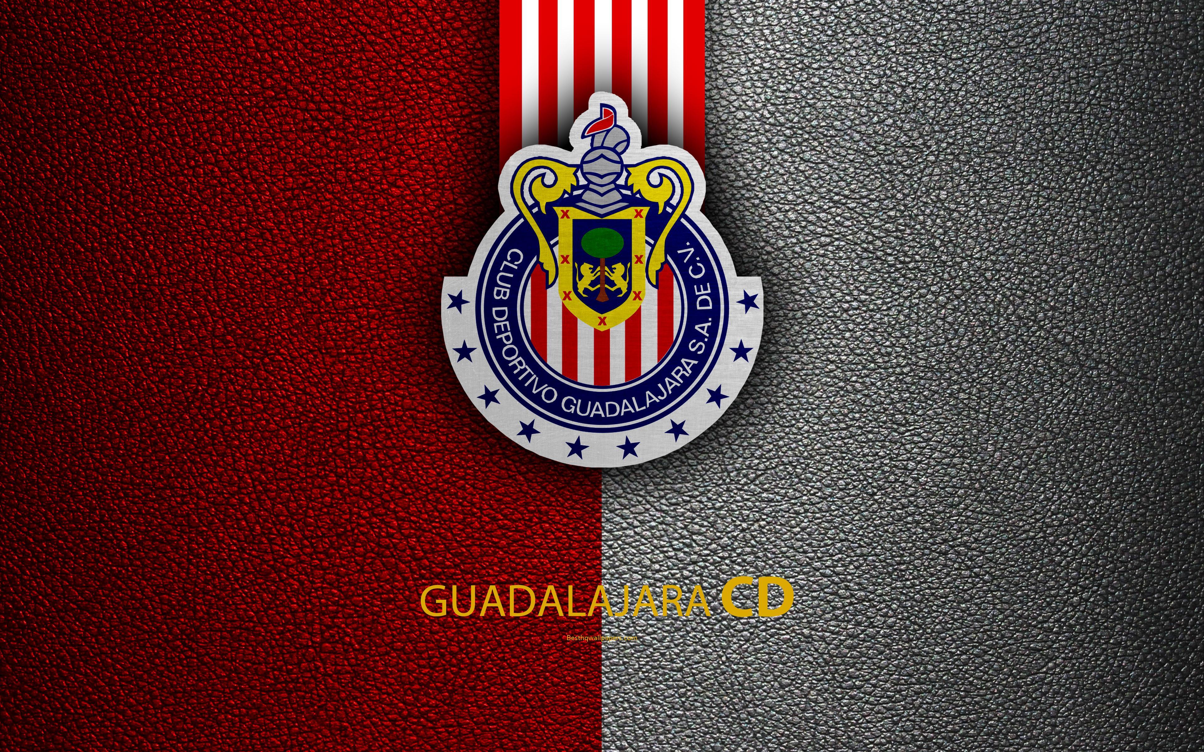 Download wallpaper CD Guadalajara, Chivas, 4k, leather texture