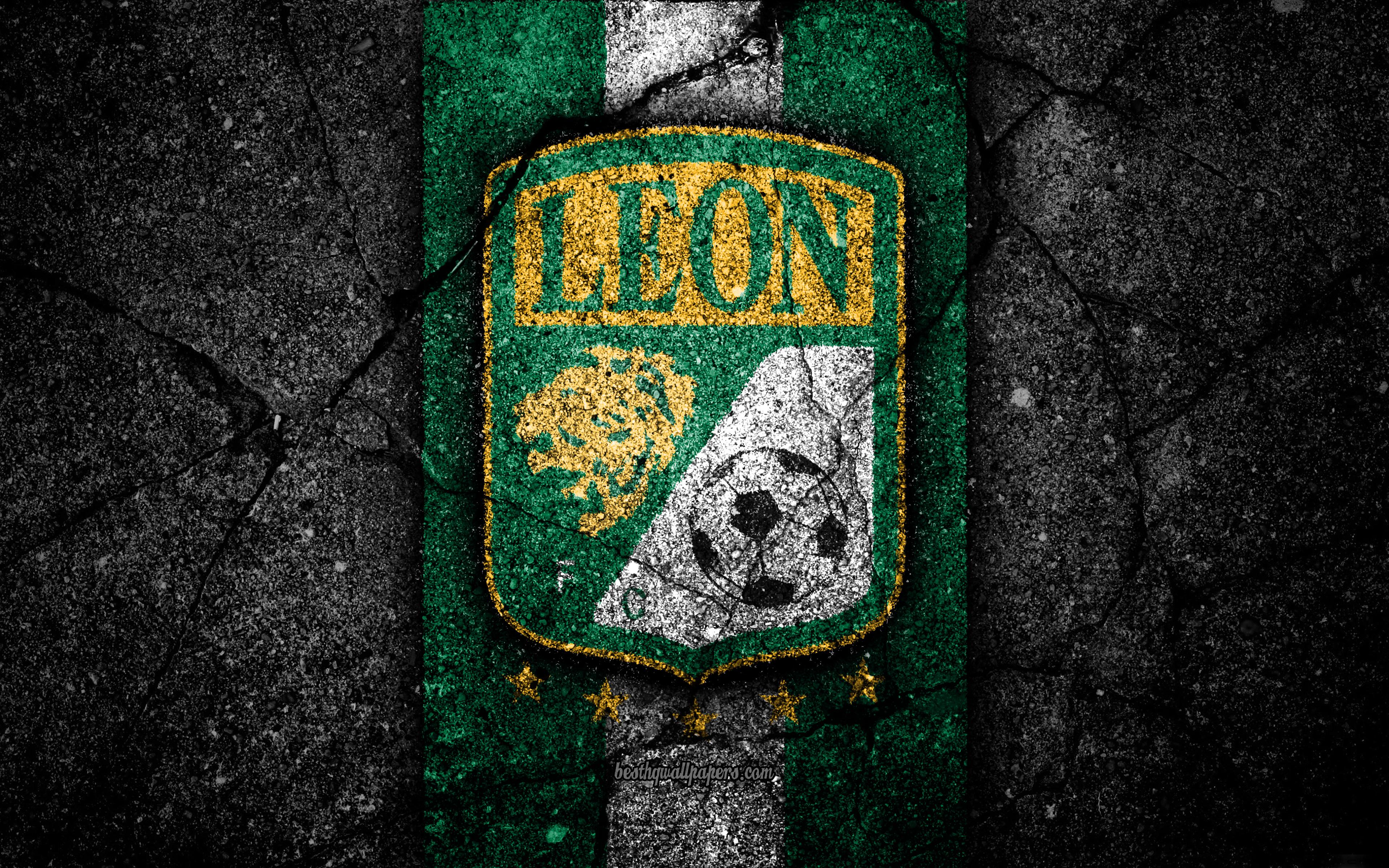 Download wallpaper 4k, Club Leon FC, logo, Liga MX, football