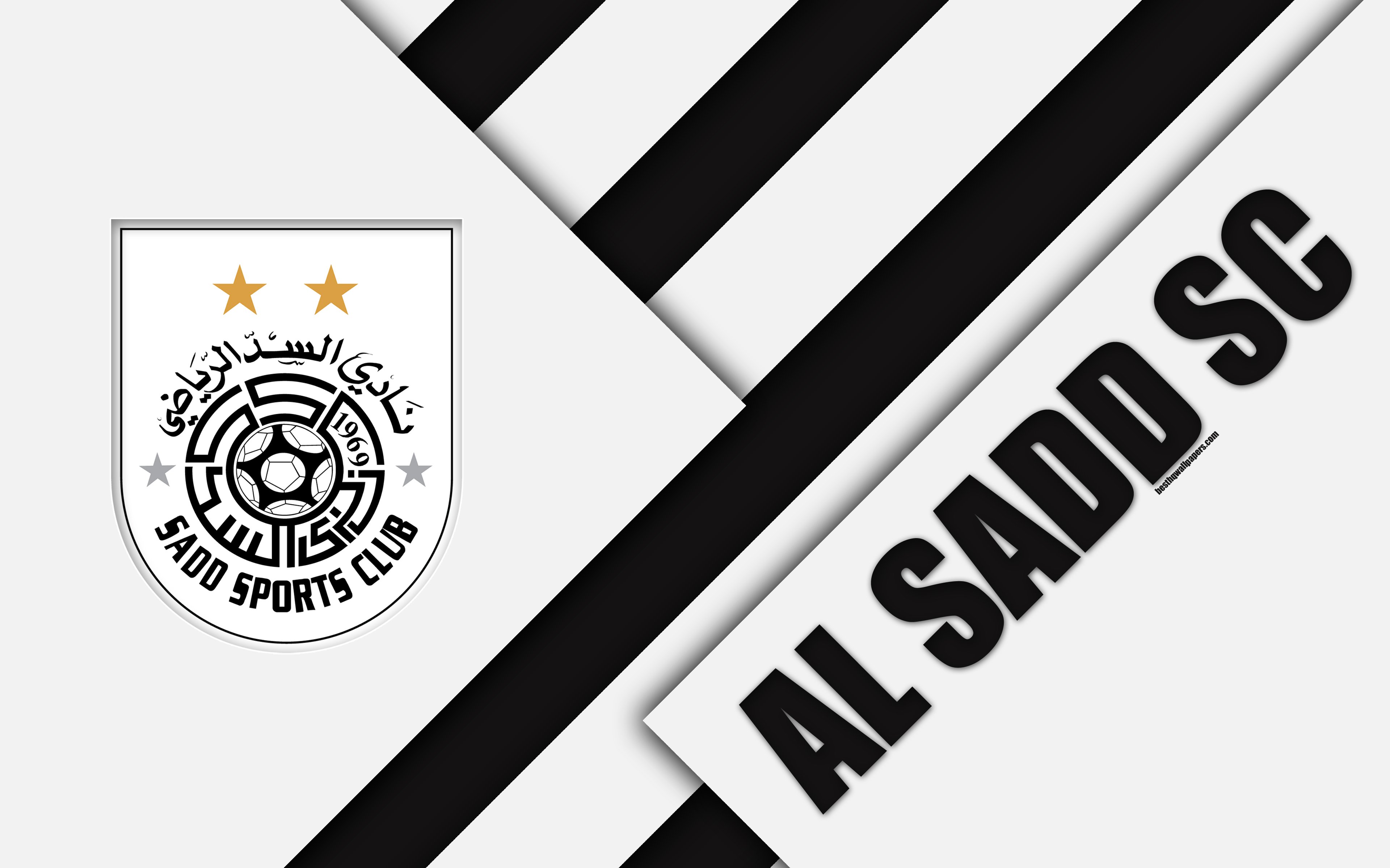 Download wallpaper Al Sadd SC, 4k, Doha, Qatar, black and white