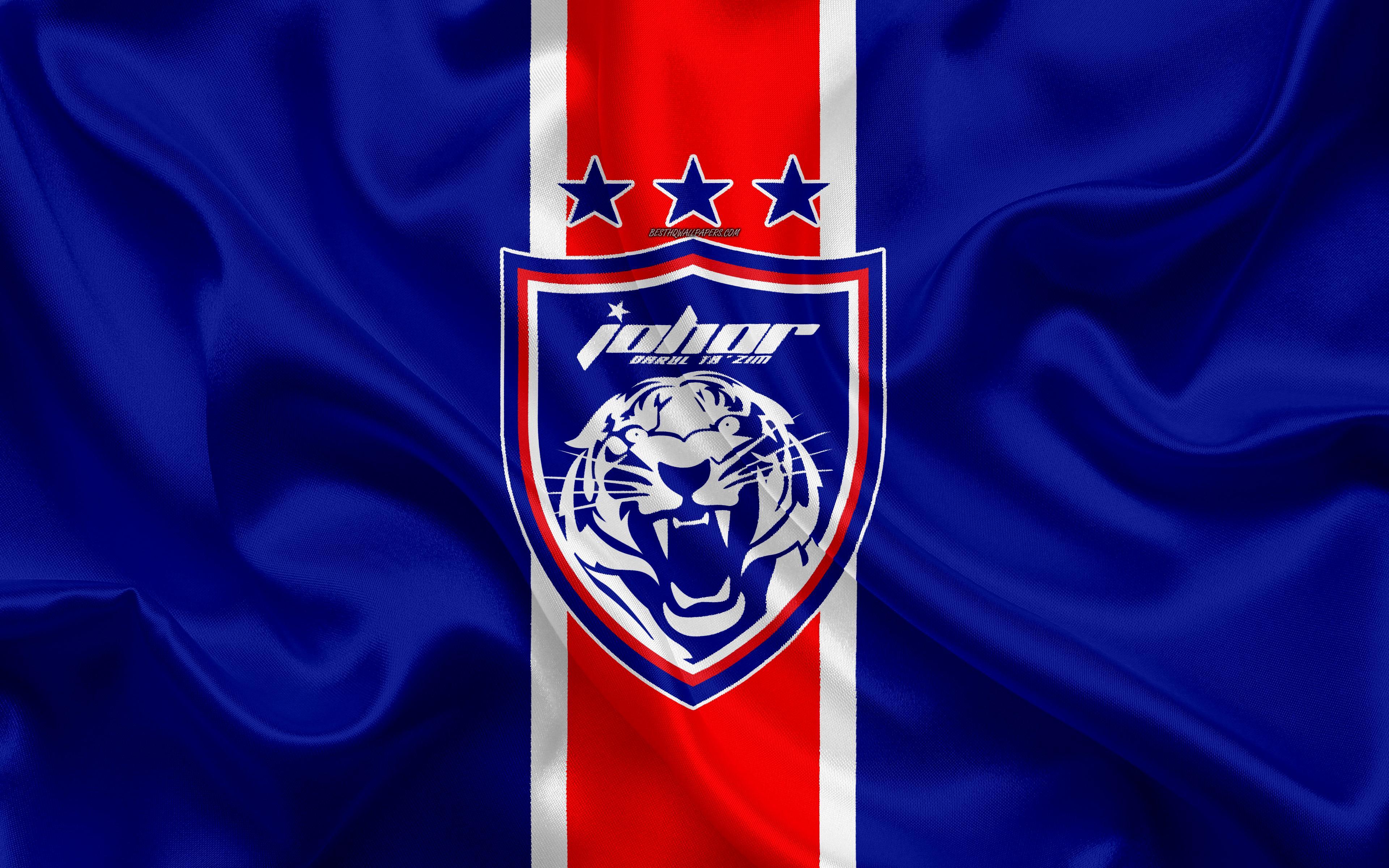 Download wallpaper Johor Darul Tazim FC, 4k, logo, silk texture