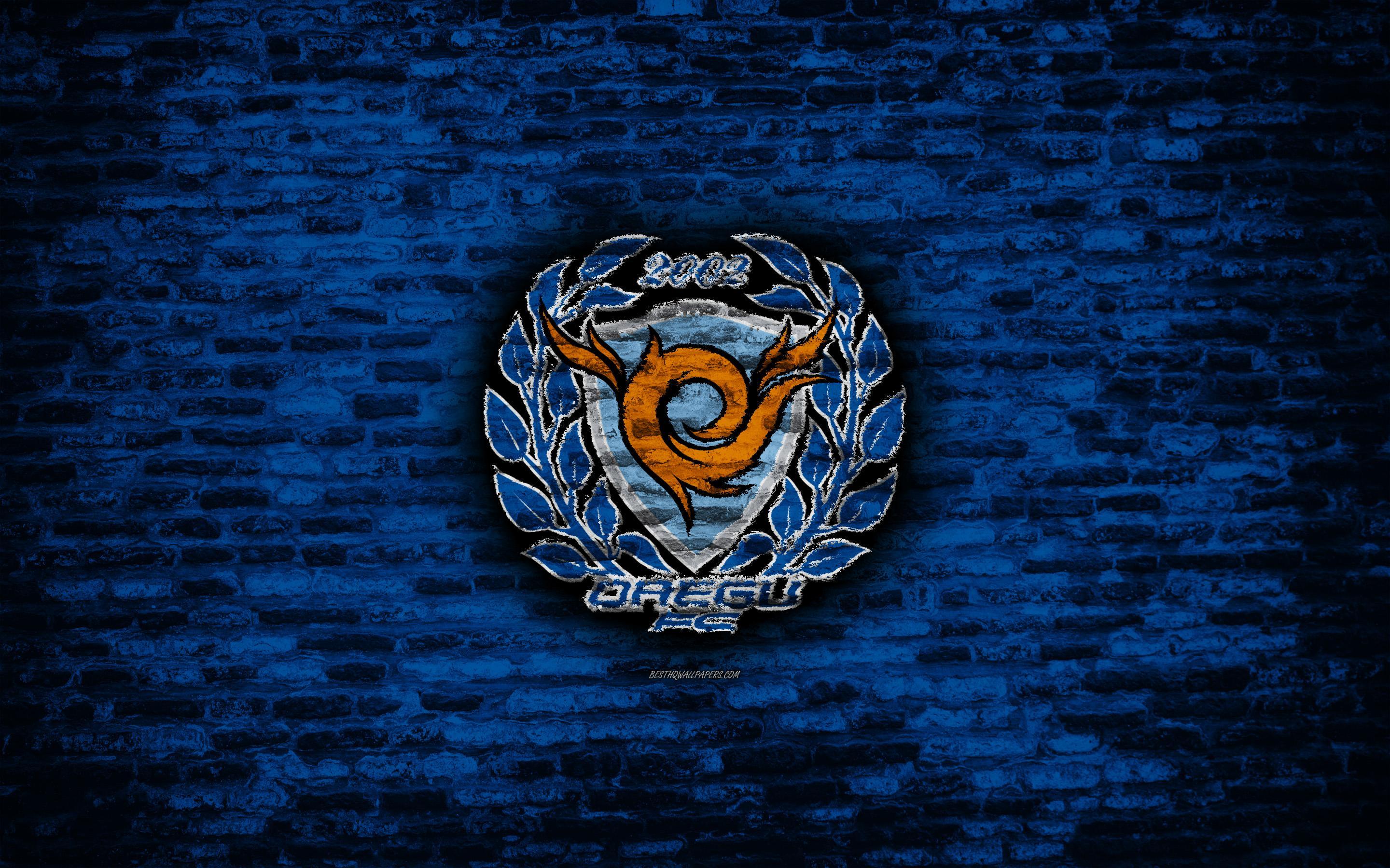 Download Wallpaper Daegu FC, Logo, Blue Brick Wall, K League