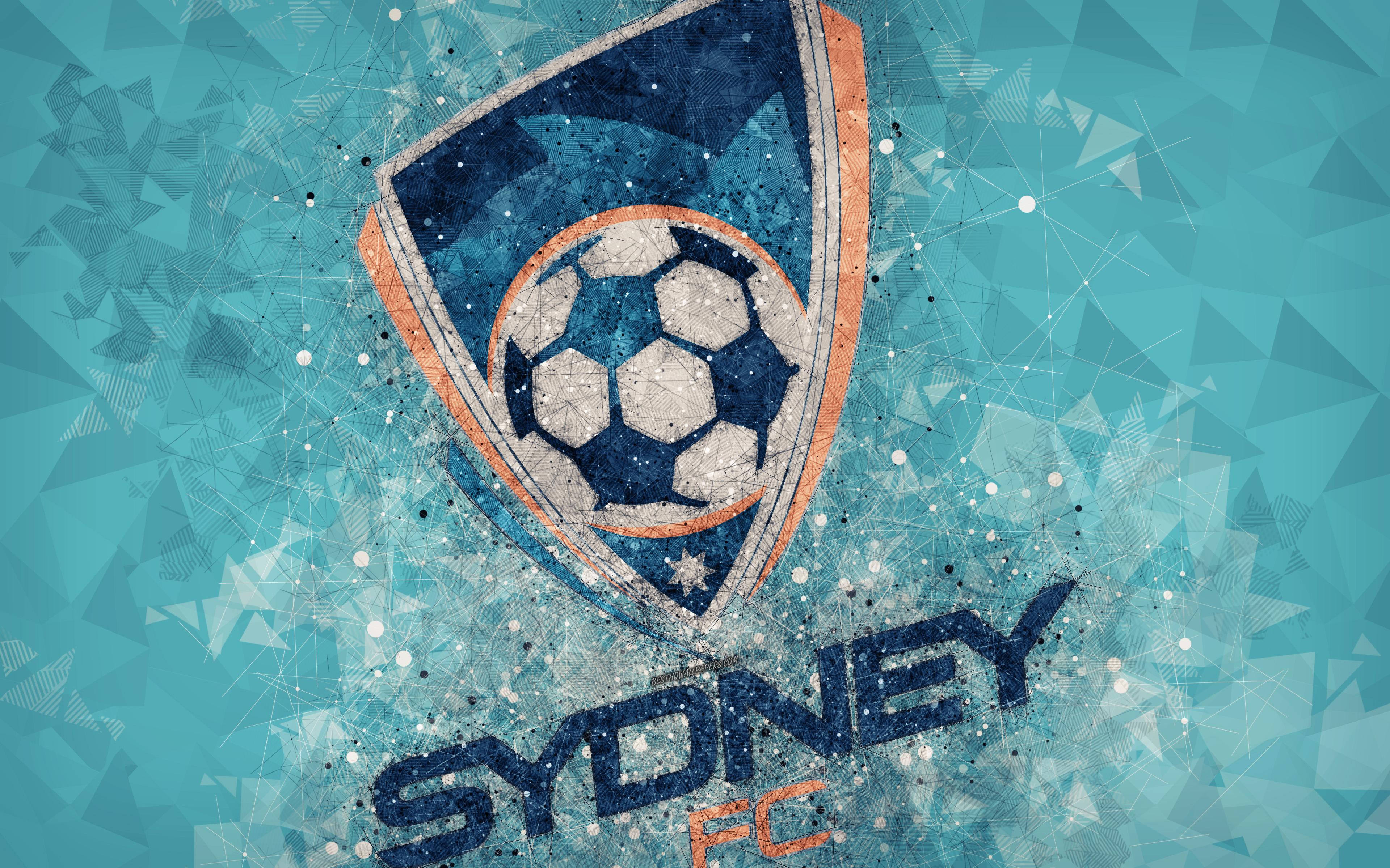 Download wallpaper Sydney FC, 4k, logo, geometric art, Australian