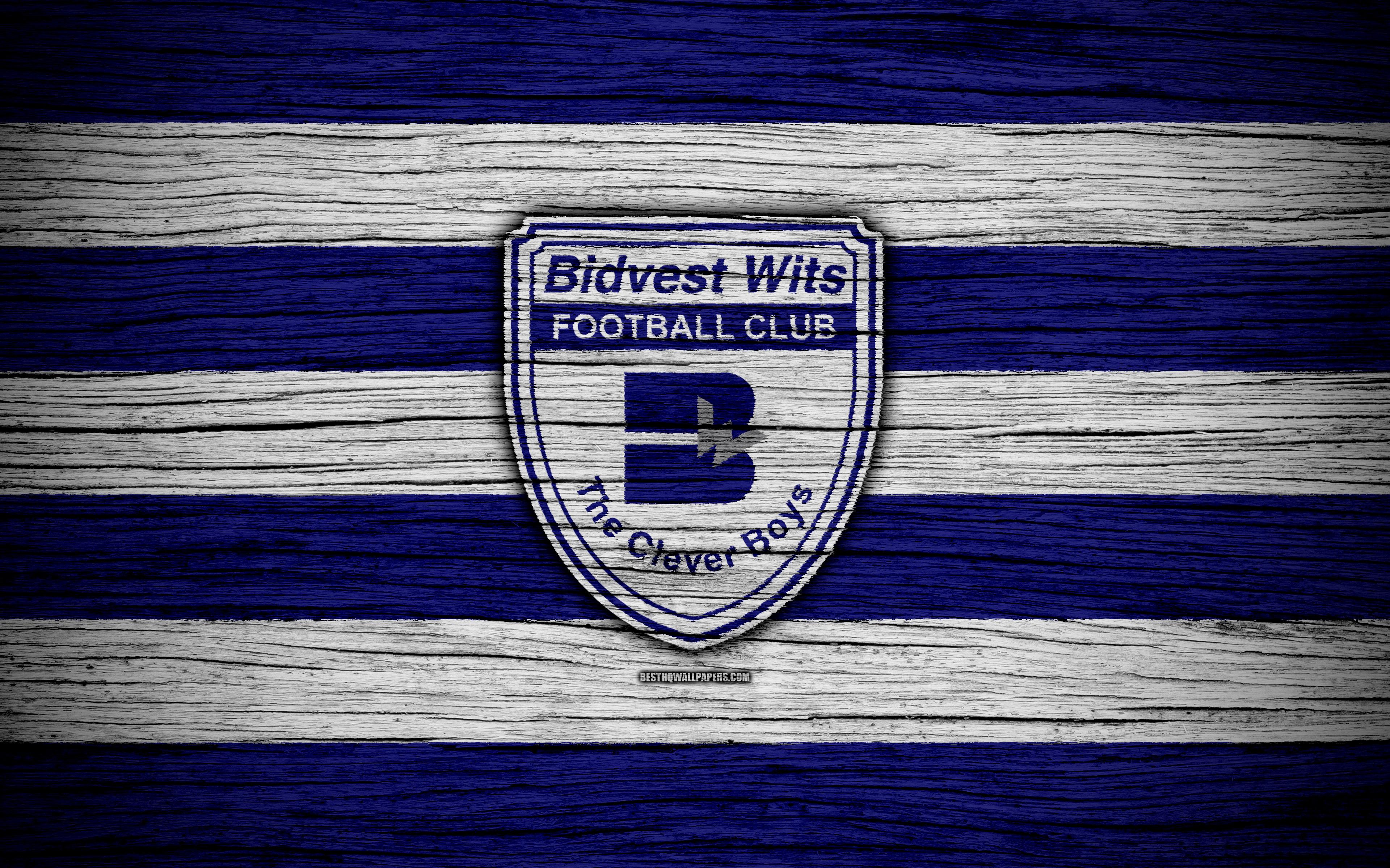 Download wallpaper FC Bidvest Wits, 4k, wooden texture, South