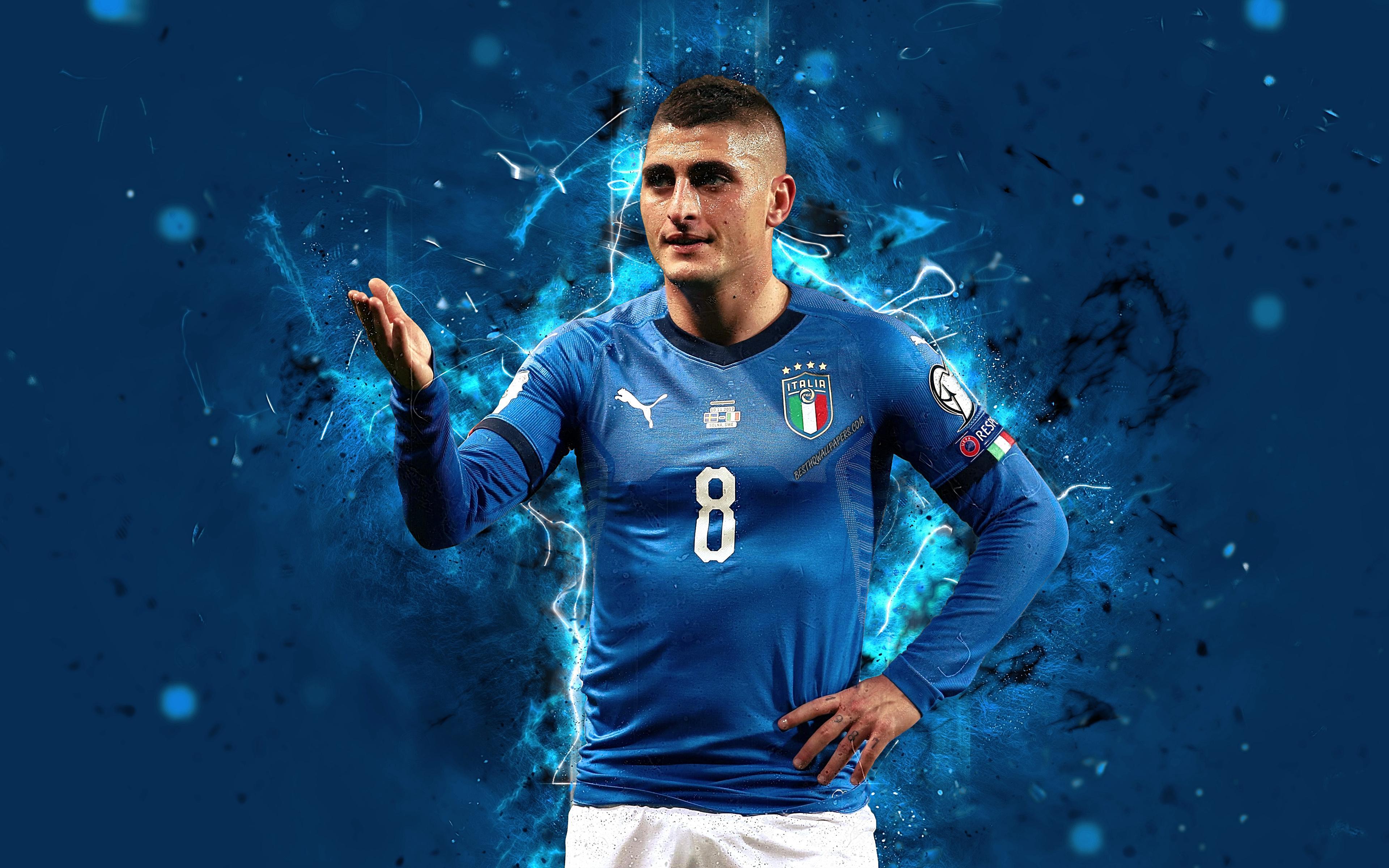 Download wallpaper 4k, Marco Verratti, abstract art, Italy National