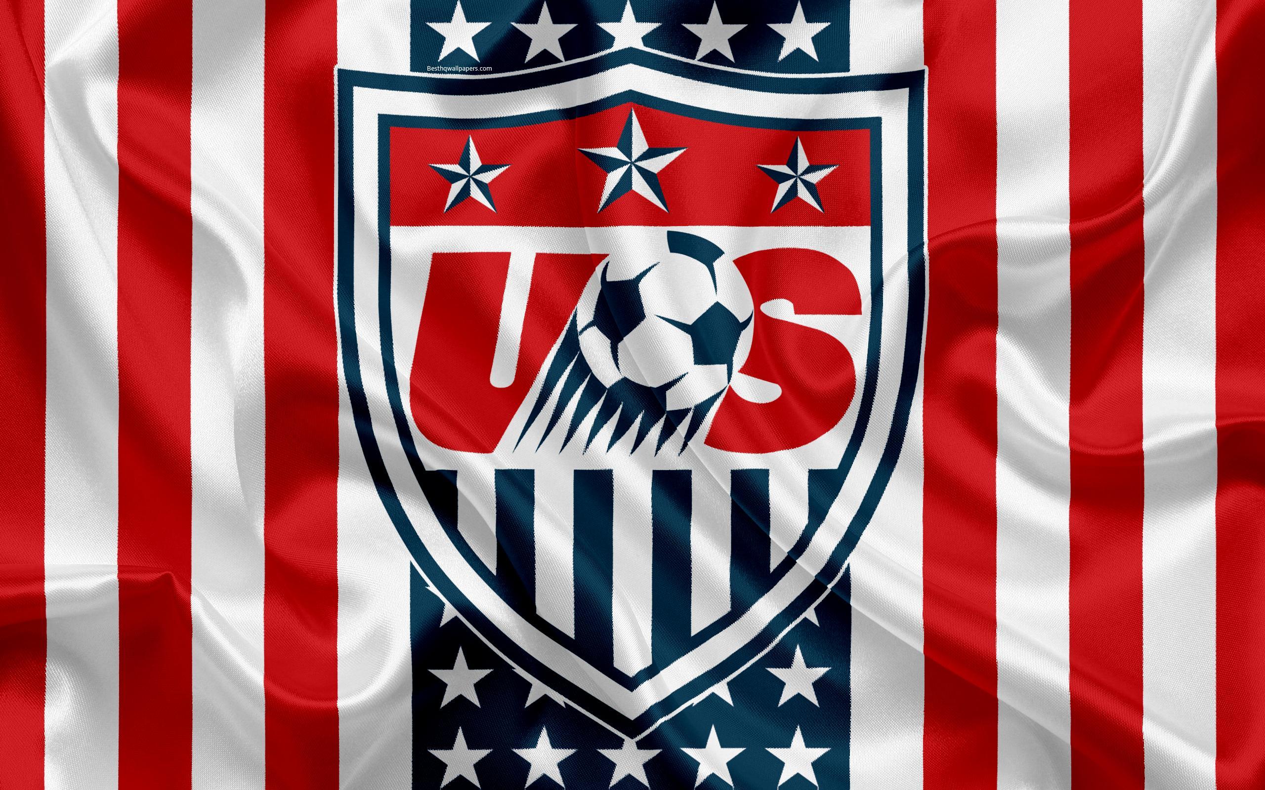 Download wallpaper USA national football team, logo, emblem, US