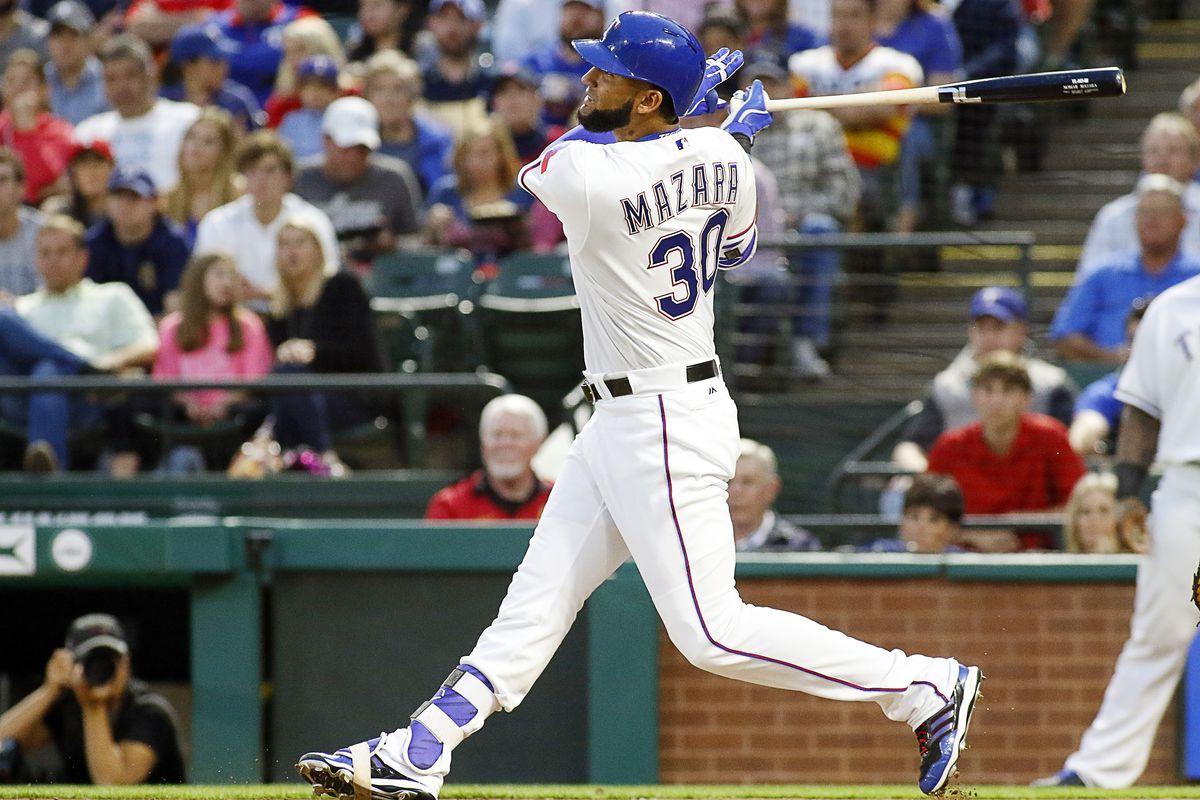 Nomar Mazara and the Rangers crowded outfield Star Ball