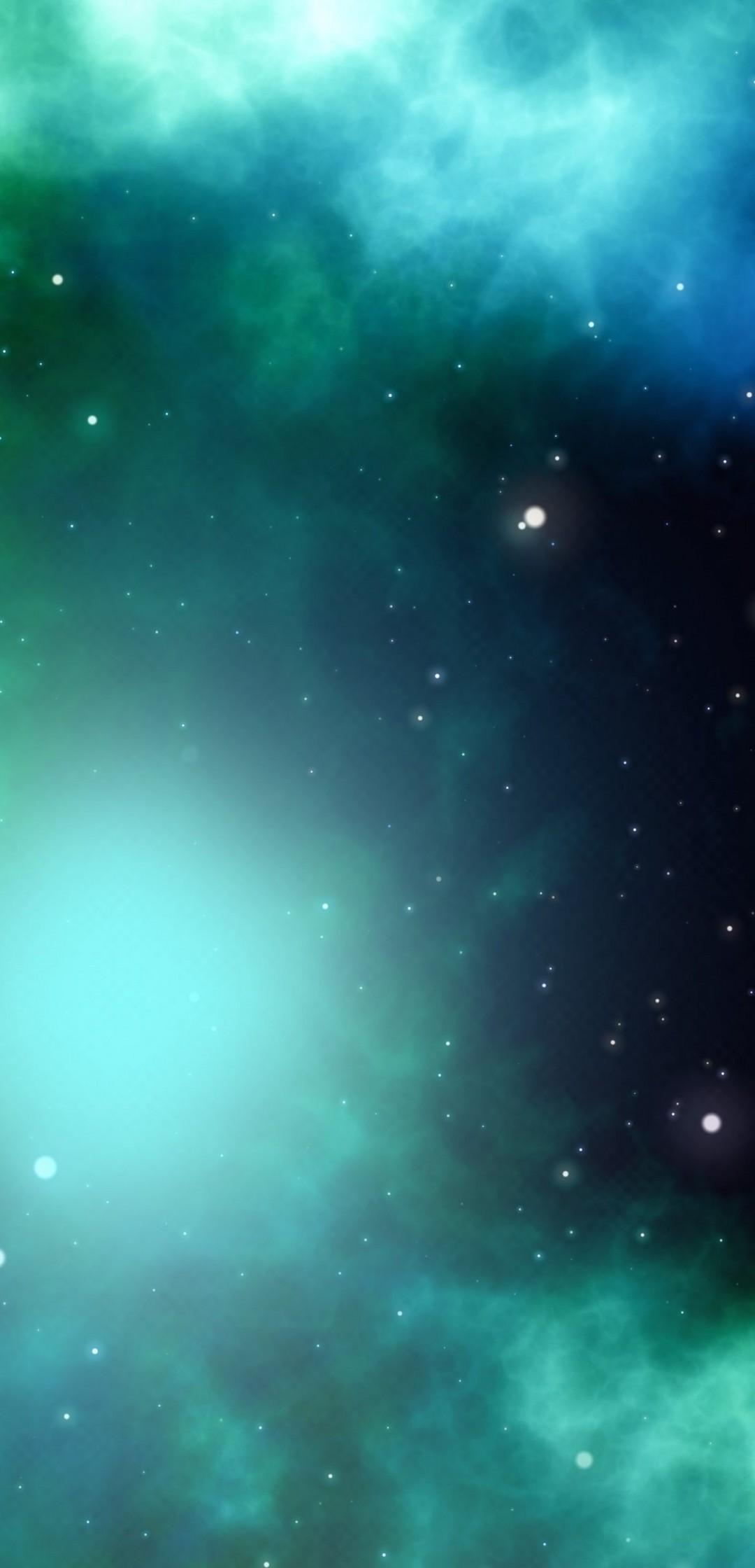 Download 1080x2240 Green Nebula, Stars, Cosmos, Galaxy Wallpaper