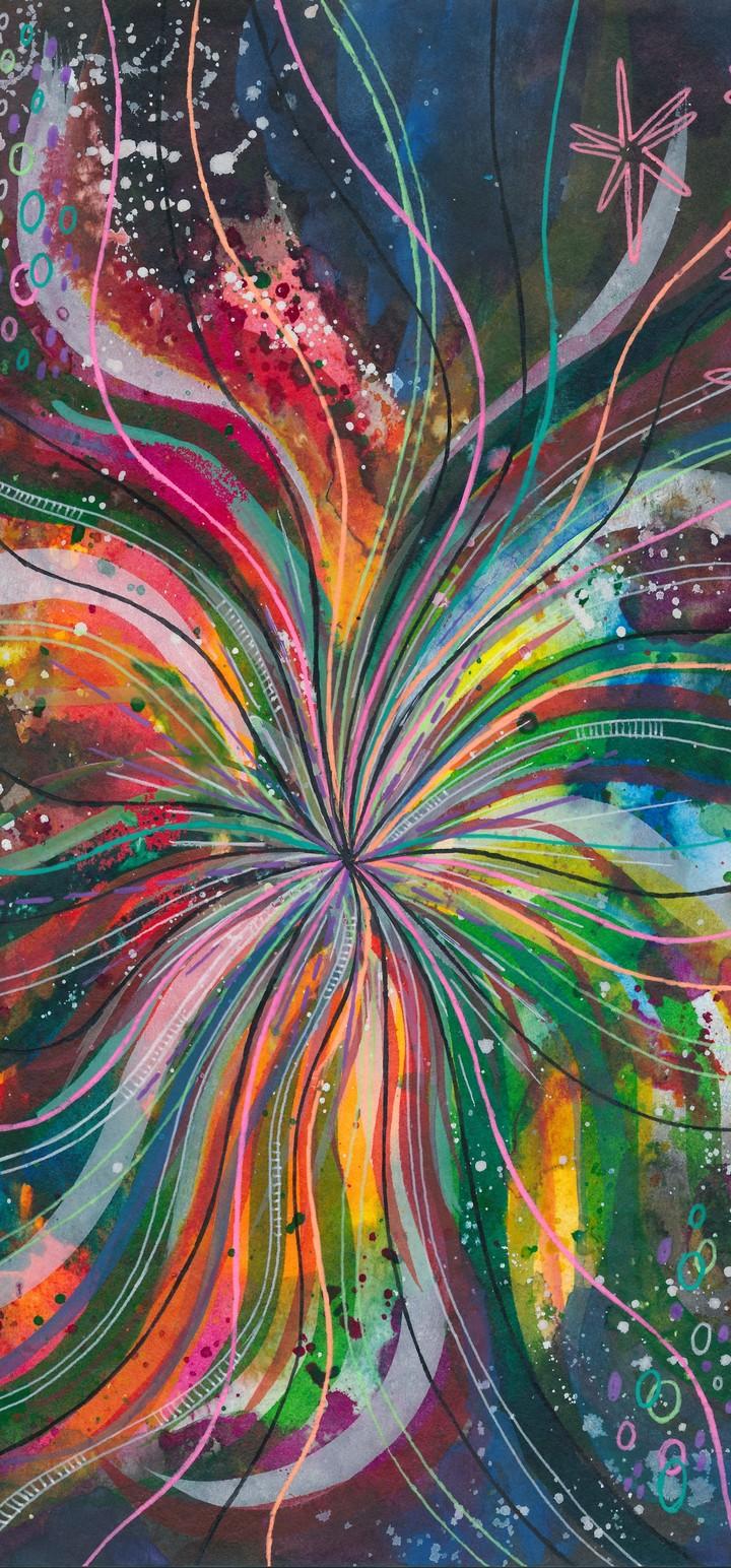 Watercolor Lines Multicolored Wallpaper - [720x1544]