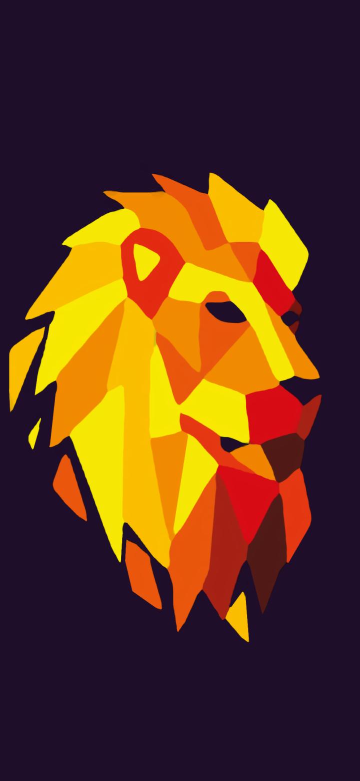 Lion Purple Background Digital Art 720x1560 Resolution