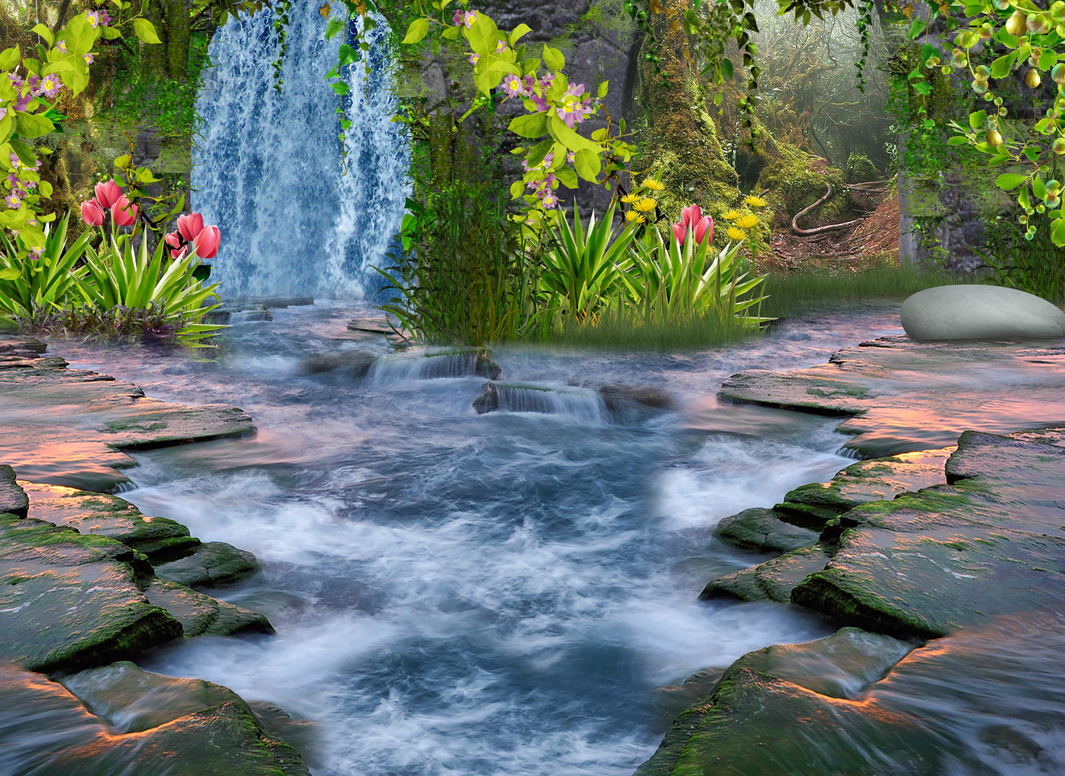 Fantasy Forest Stream HD Wallpaper. Background Imagex2664