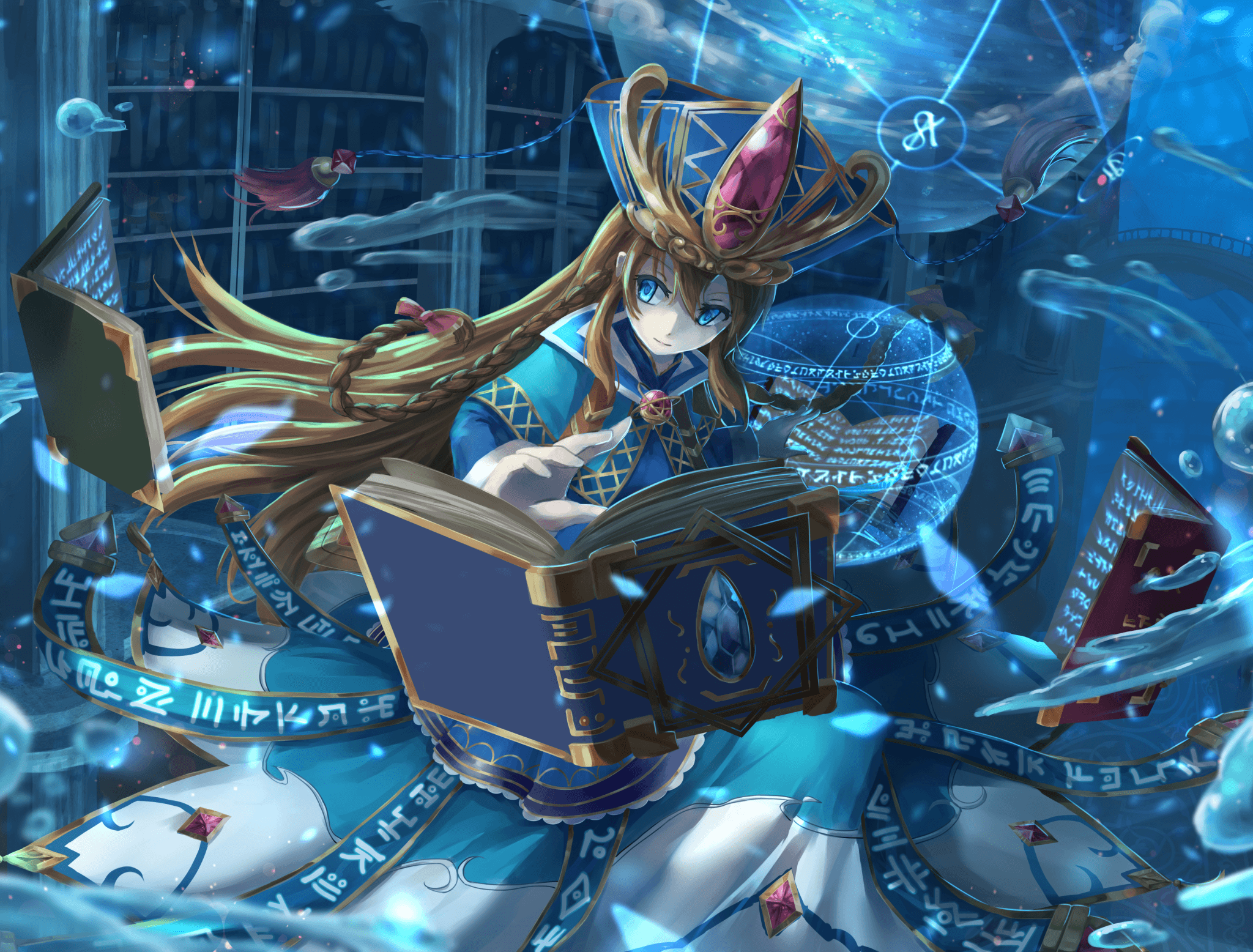 Download 2048x1556 Brave Frontier, Magic, Library, Water Drops