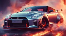 Nissan Gtr drifting and burning out