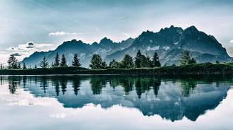 reflection, nature, sky, water, tree, mountain, wilderness