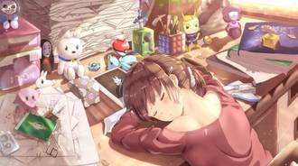 Anime Original Girl Desk Sleeping Wallpaper 