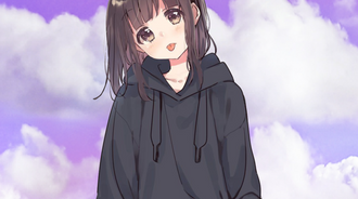 Animae Girl with Cloud Background