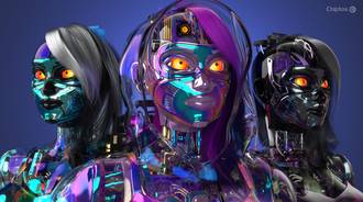 Chiptos X 3D Robot Girl Mirai Robot Woman 4K NFT Wallpaper Desktop Background PVD