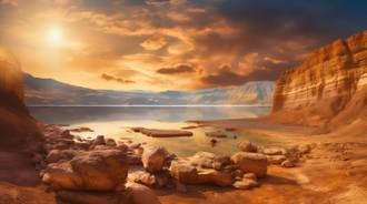 Stillness of the Dead Sea Panorama Illustration