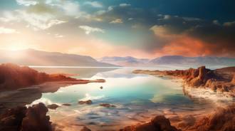 Stillness of the Dead Sea Panorama Illustration
