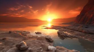 Stillness of the Dead Sea Panorama Illustration