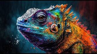 Rainbow Lizard Abstract Art