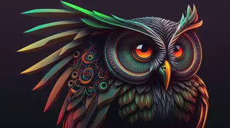 Rainbow Owl Illustration Artwork