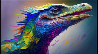 Velociraptor in Rainbow Colors
