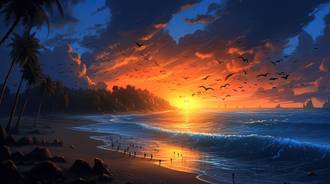 Serene Sunset over Tropical Waters