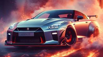 Nissan Gtr drifting and burning out