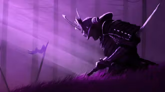 Samurai on knees (Purple)