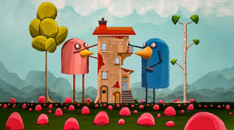 Cute Cartoon Bird Neighbors Whimsical World