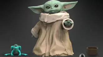 Baby Yoda with his friends wallpaper